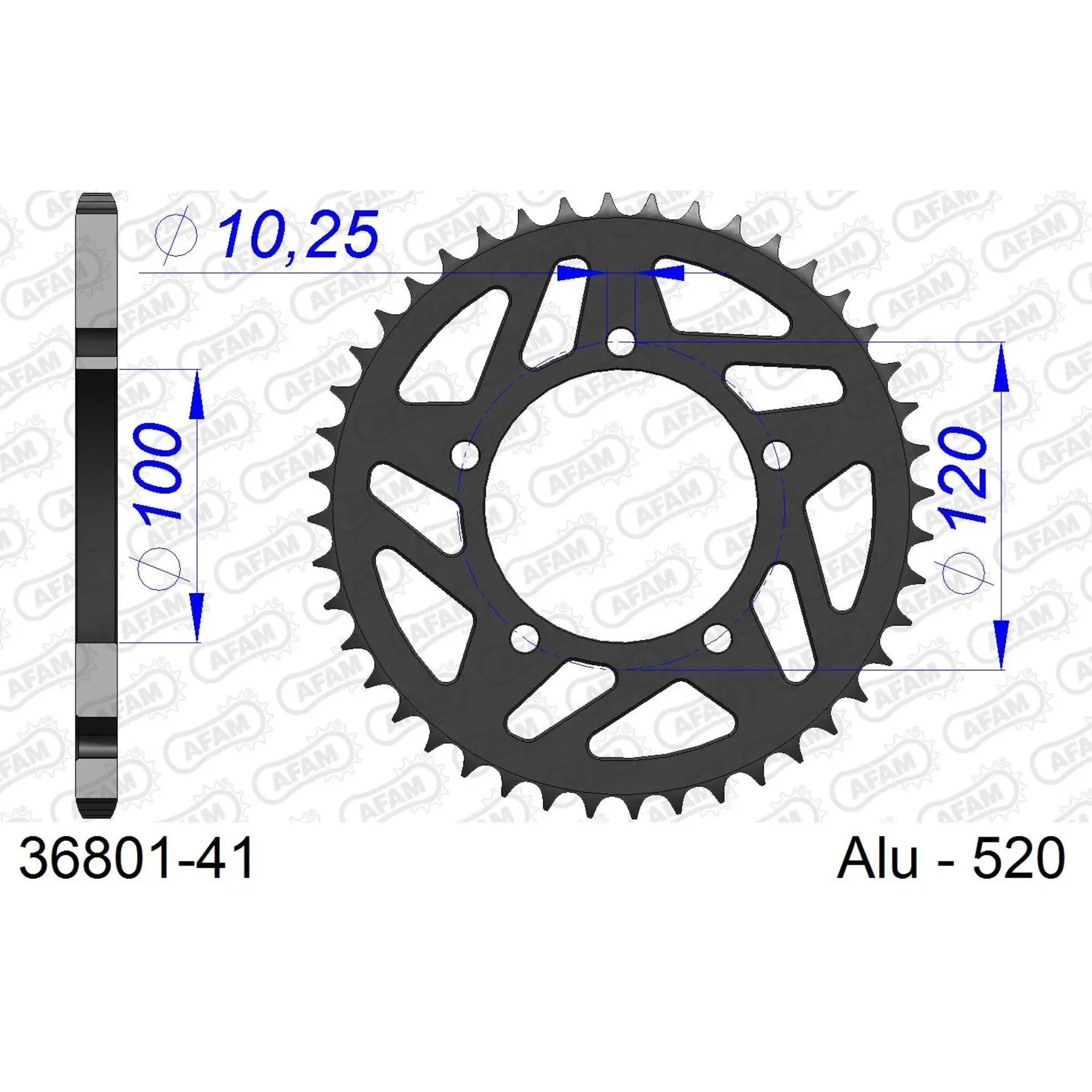 Alu-Motorradritzel hinten Afam 520 41 dents
