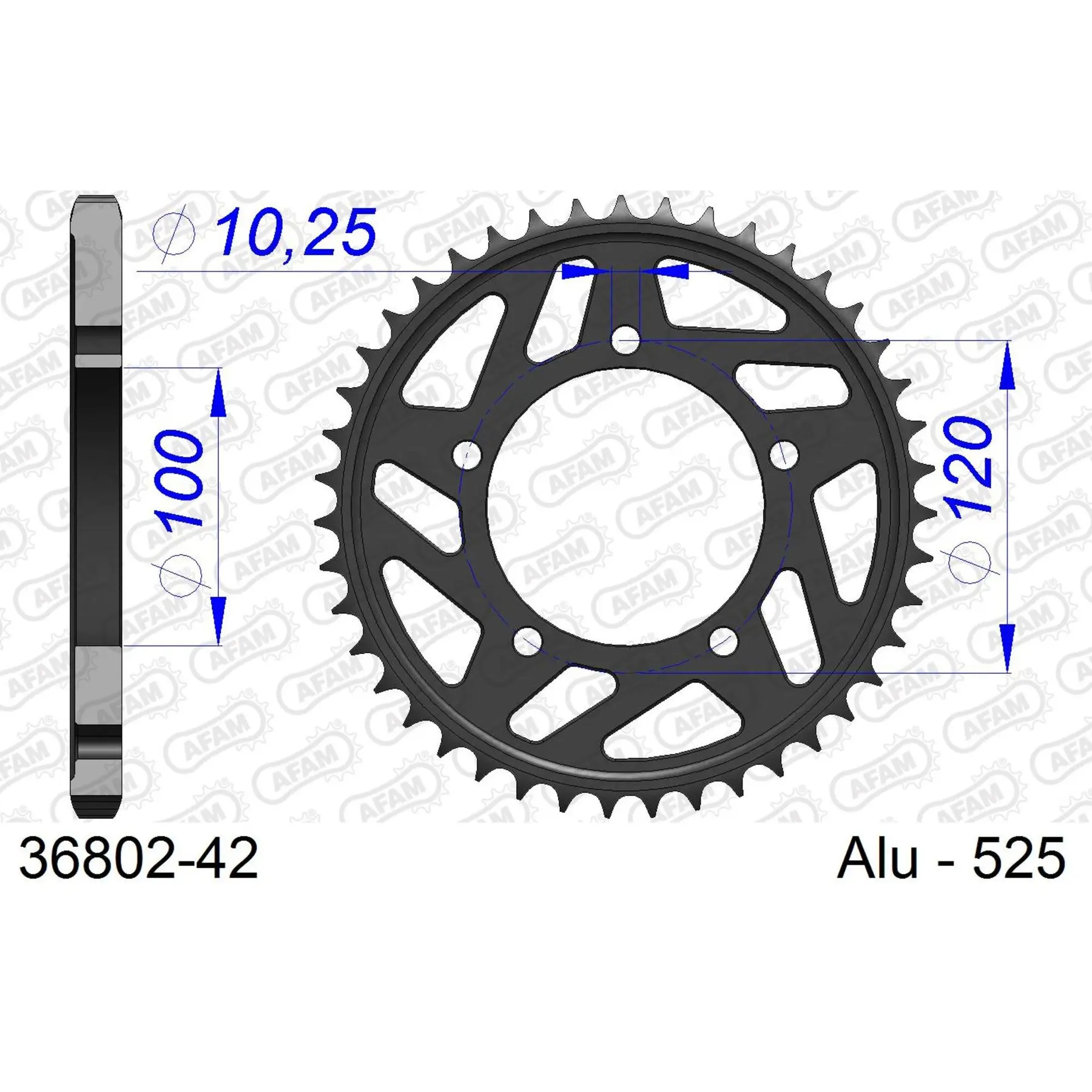 Alu-Motorradritzel hinten Afam 525 42 dents