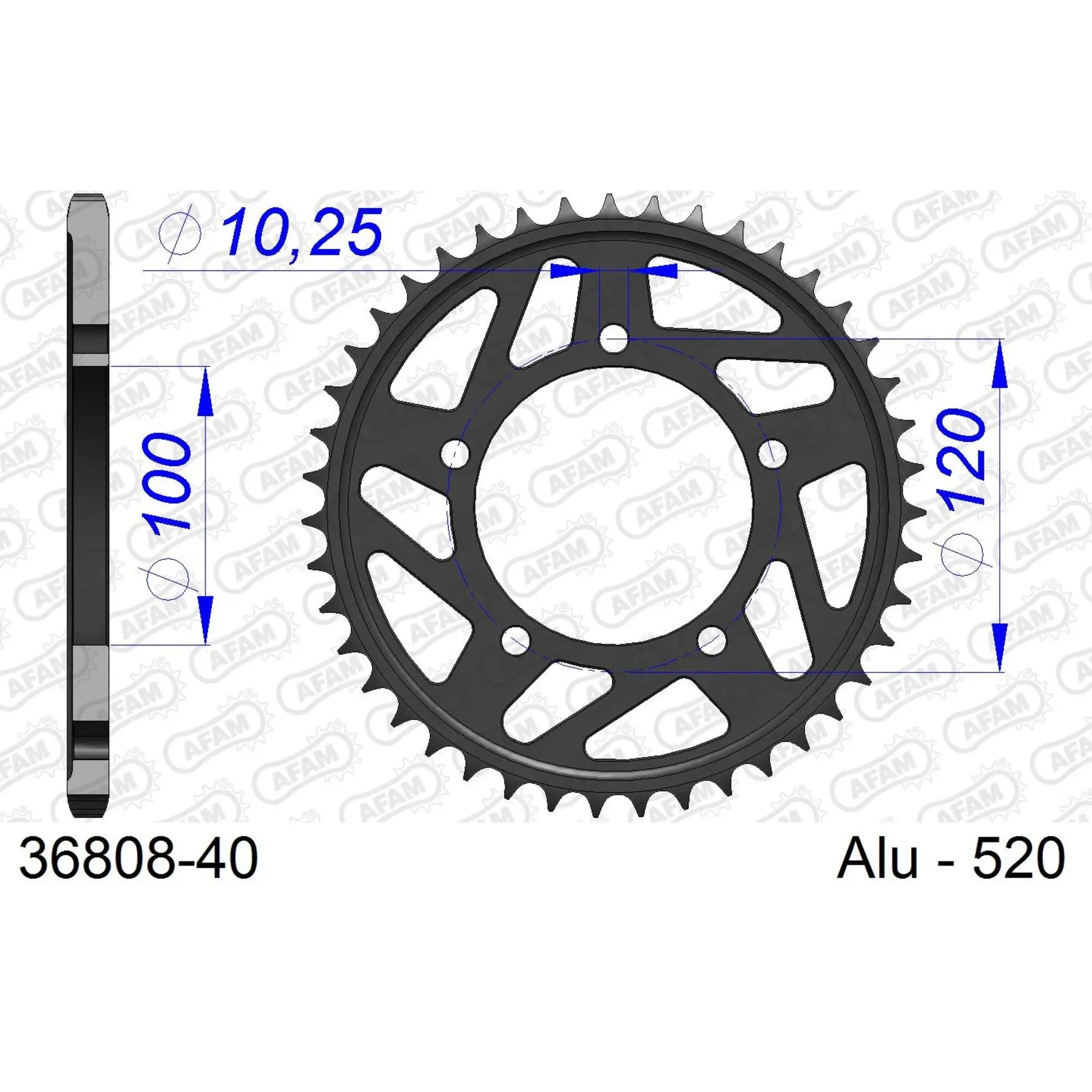 Alu-Motorradritzel hinten Afam 520 40 dents