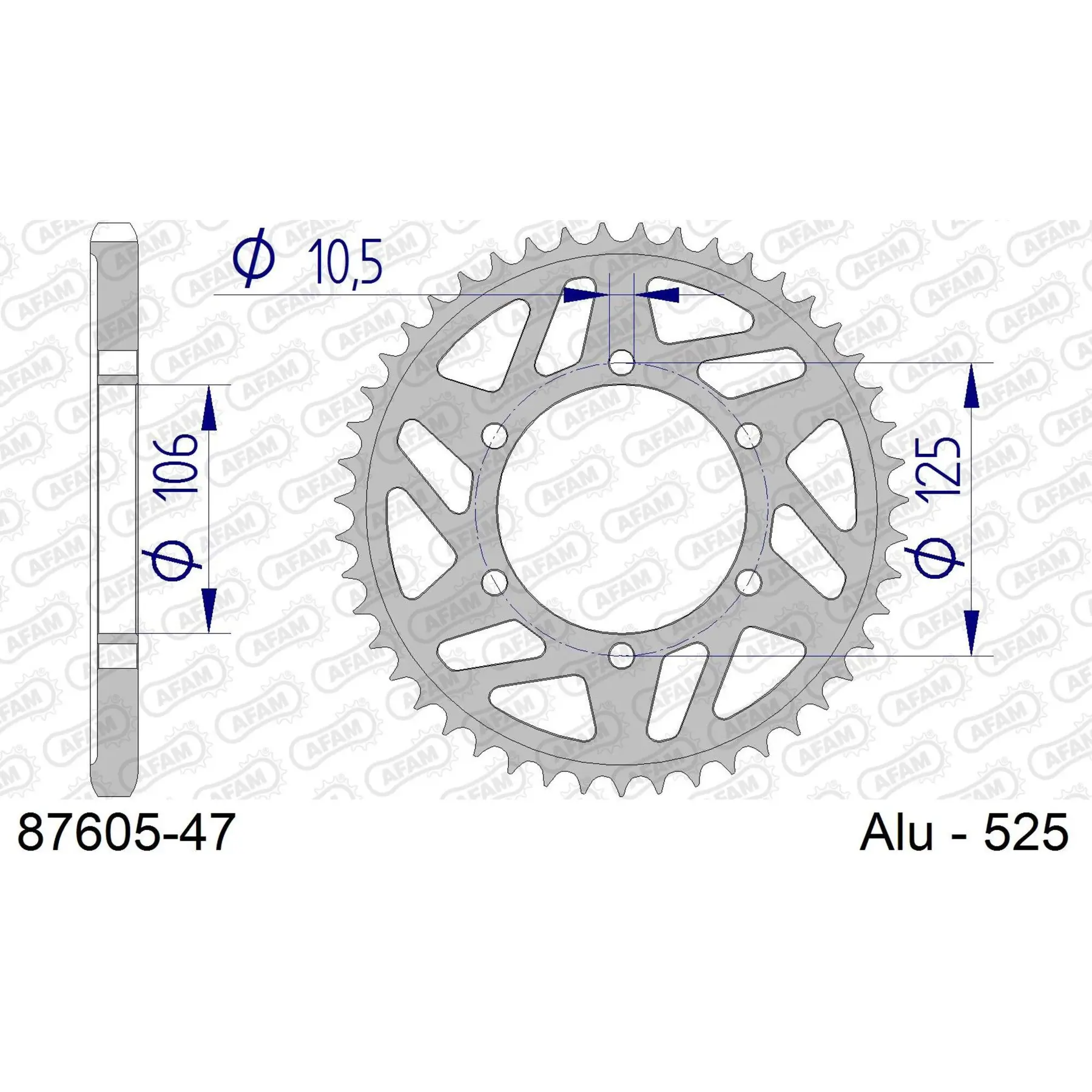 Ritzel Motorrad Stahl hinten Afam 525 47 dents