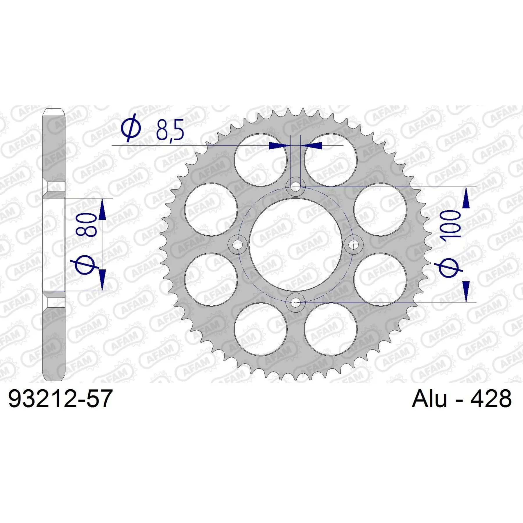 Ritzel Motorrad Stahl hinten Afam 420 57 dents