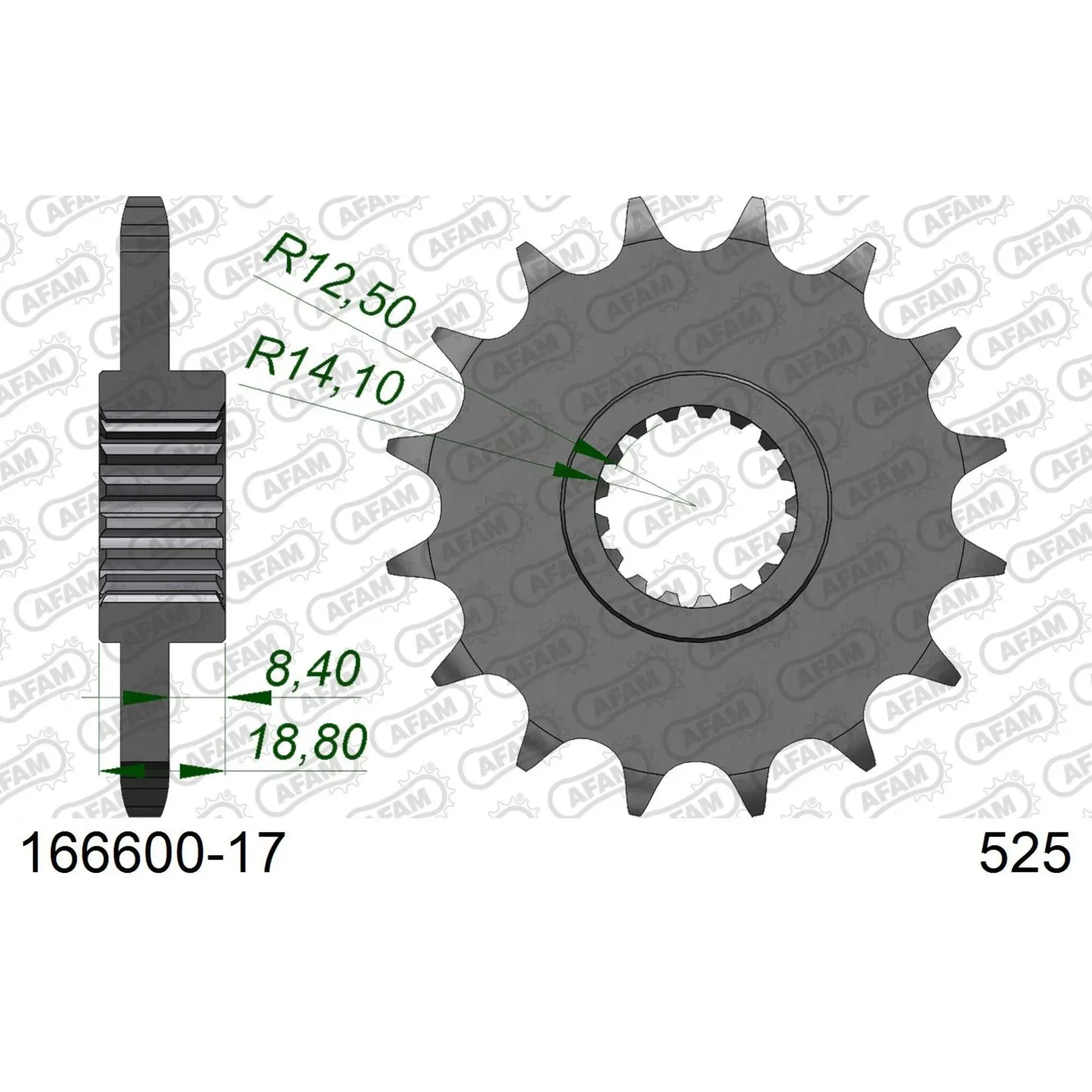 Zahnrad Afam 525 17 dents