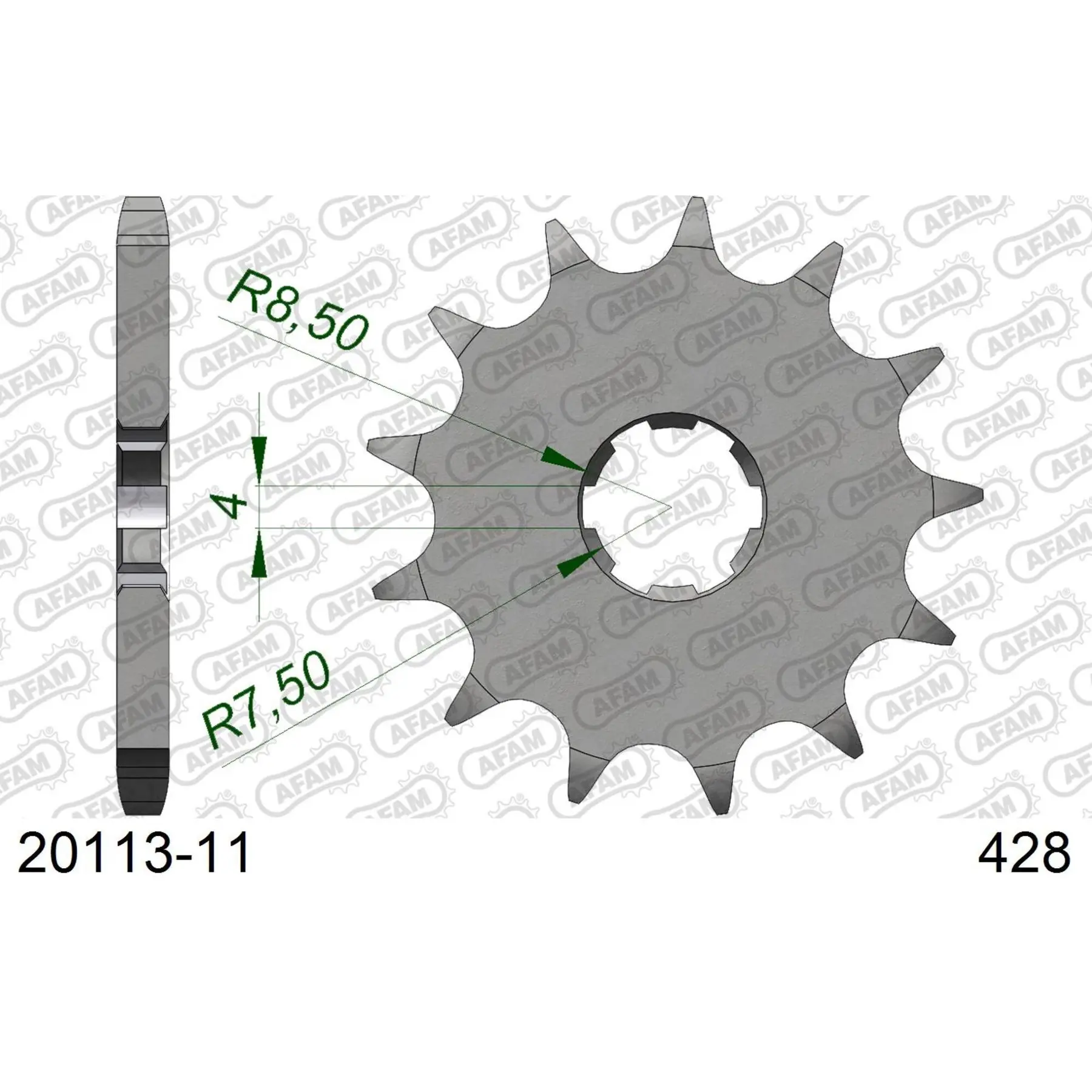 Zahnrad Afam 428 11 dents