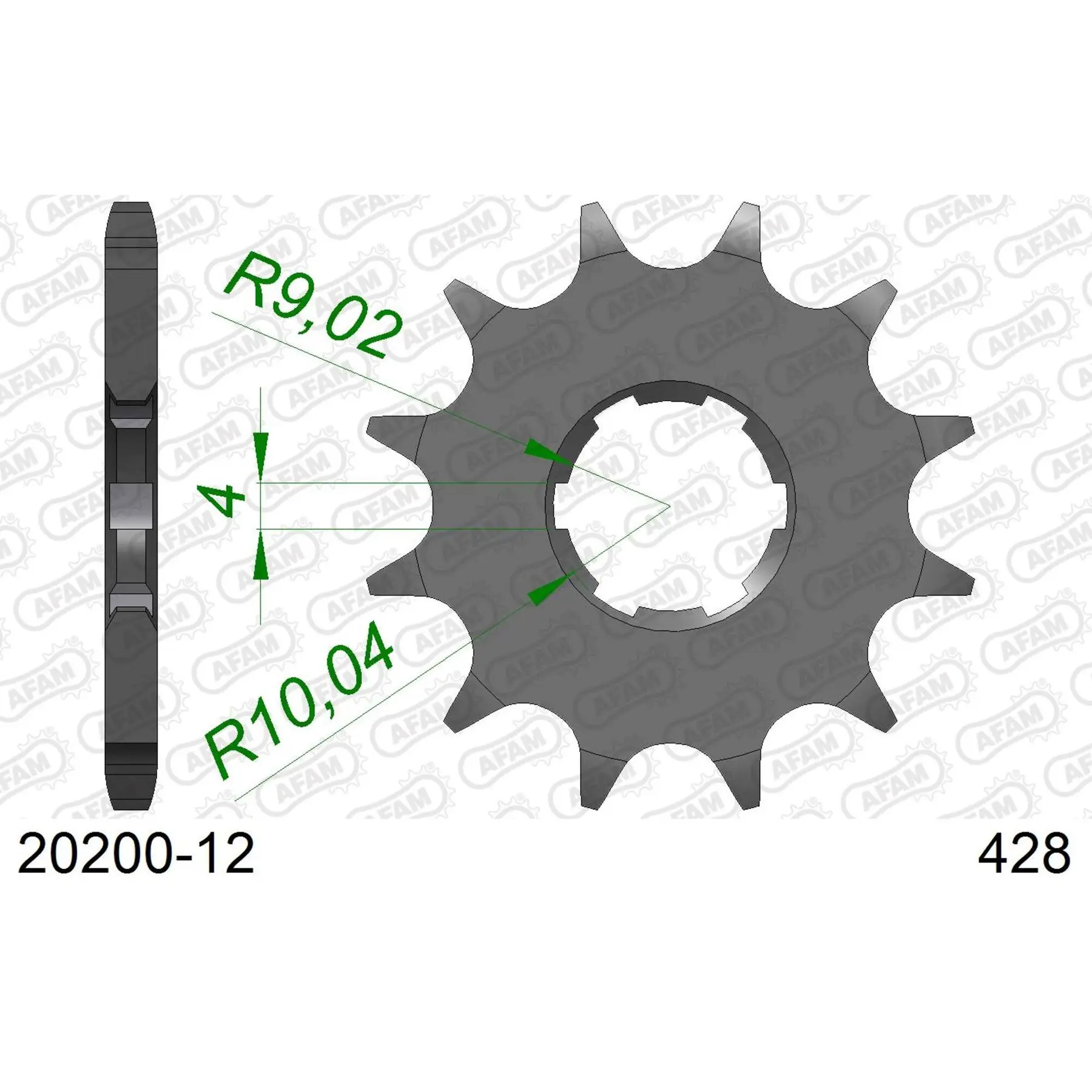 Zahnrad Afam 428 12 dents