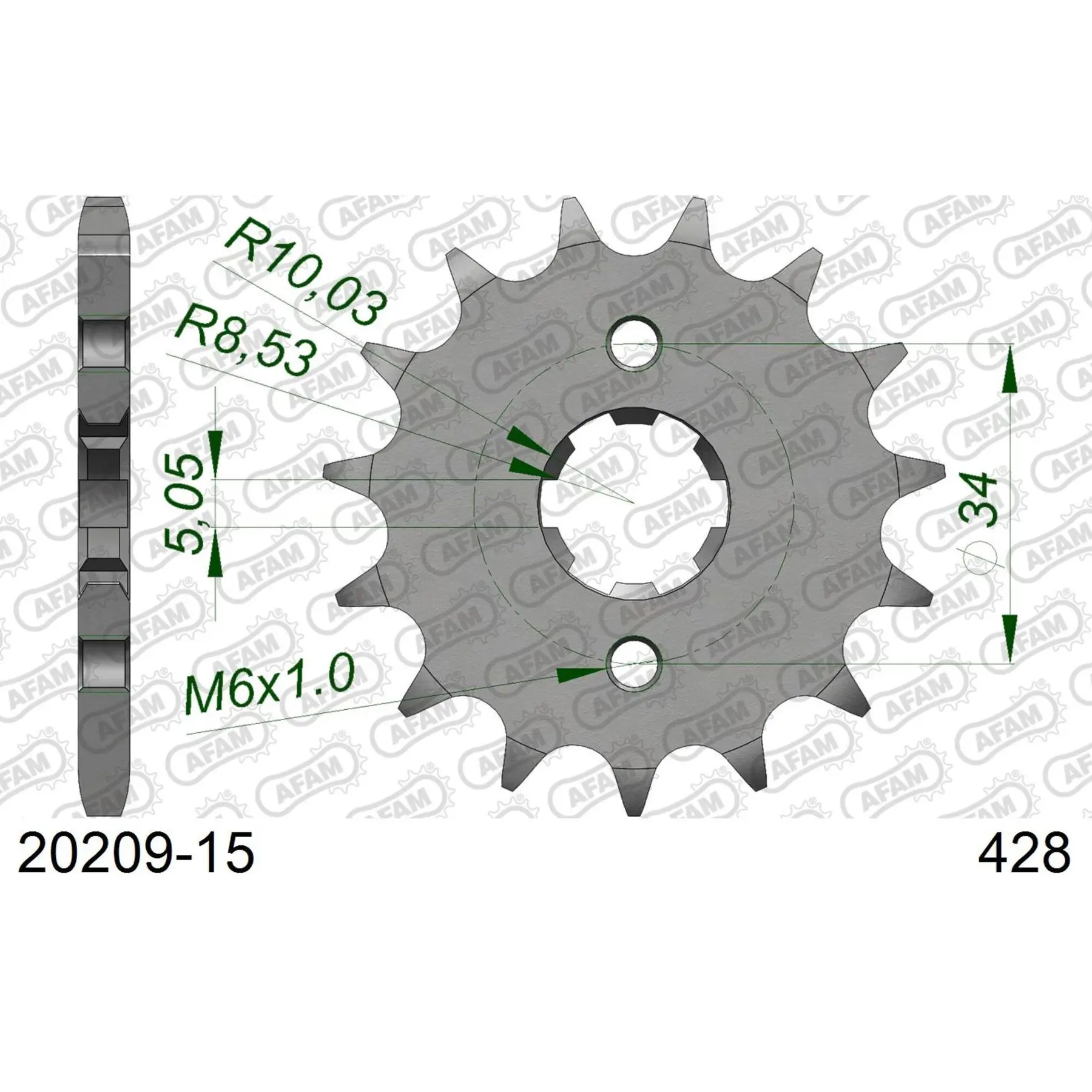 Sprocket Afam 428 15 dents | TripNBikers