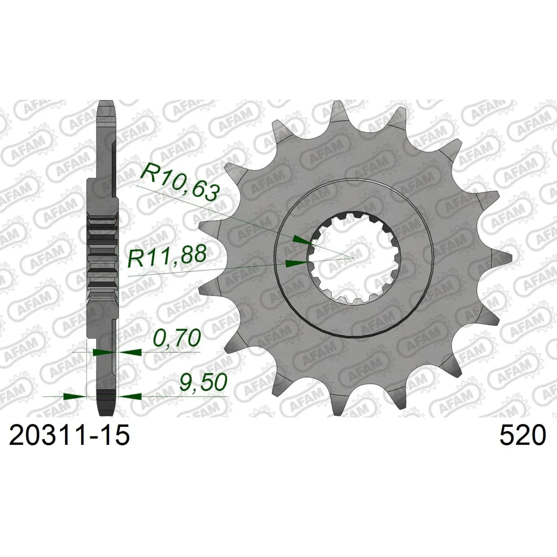 Zahnrad Afam 520 15 dents