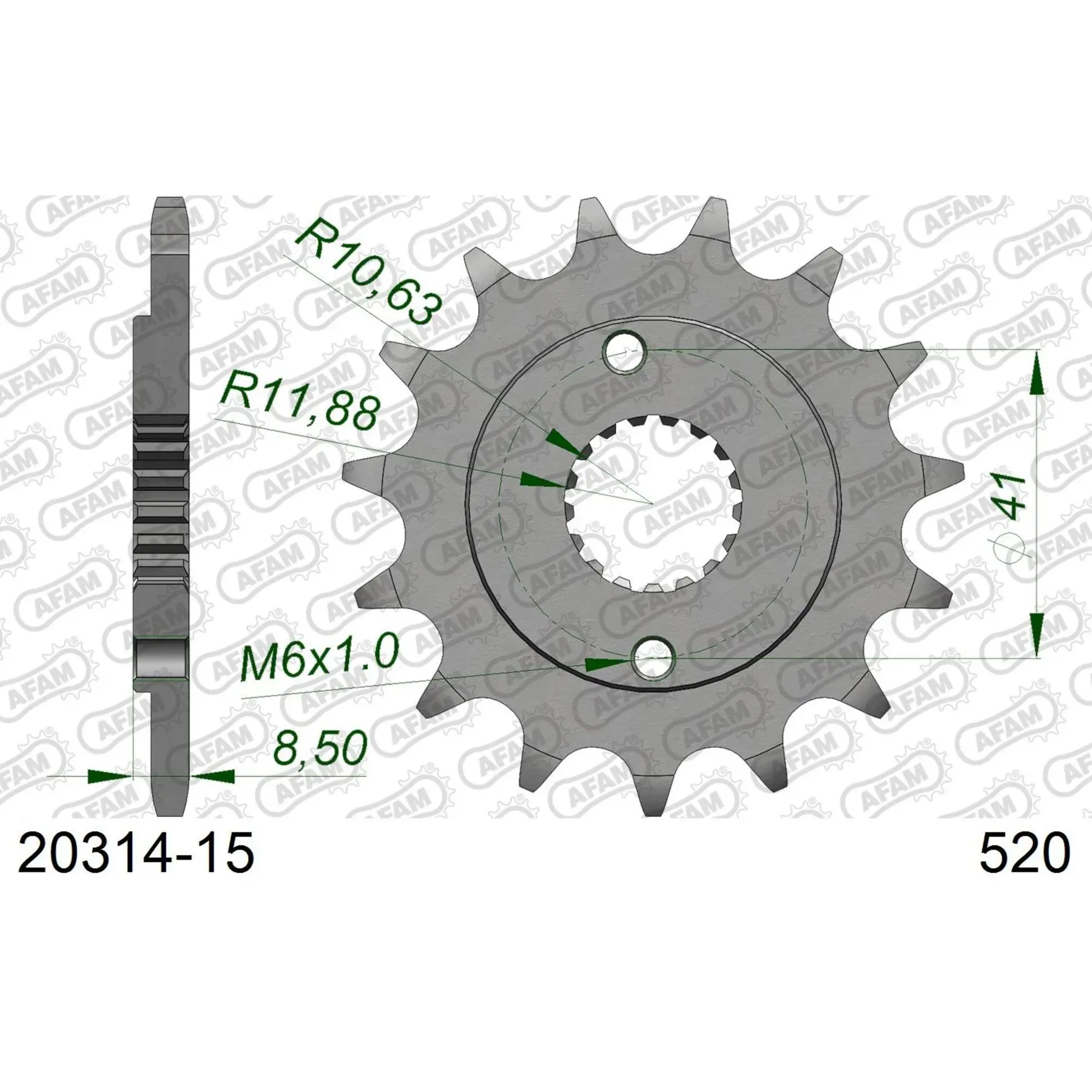 Zahnrad Afam 520 15 dents