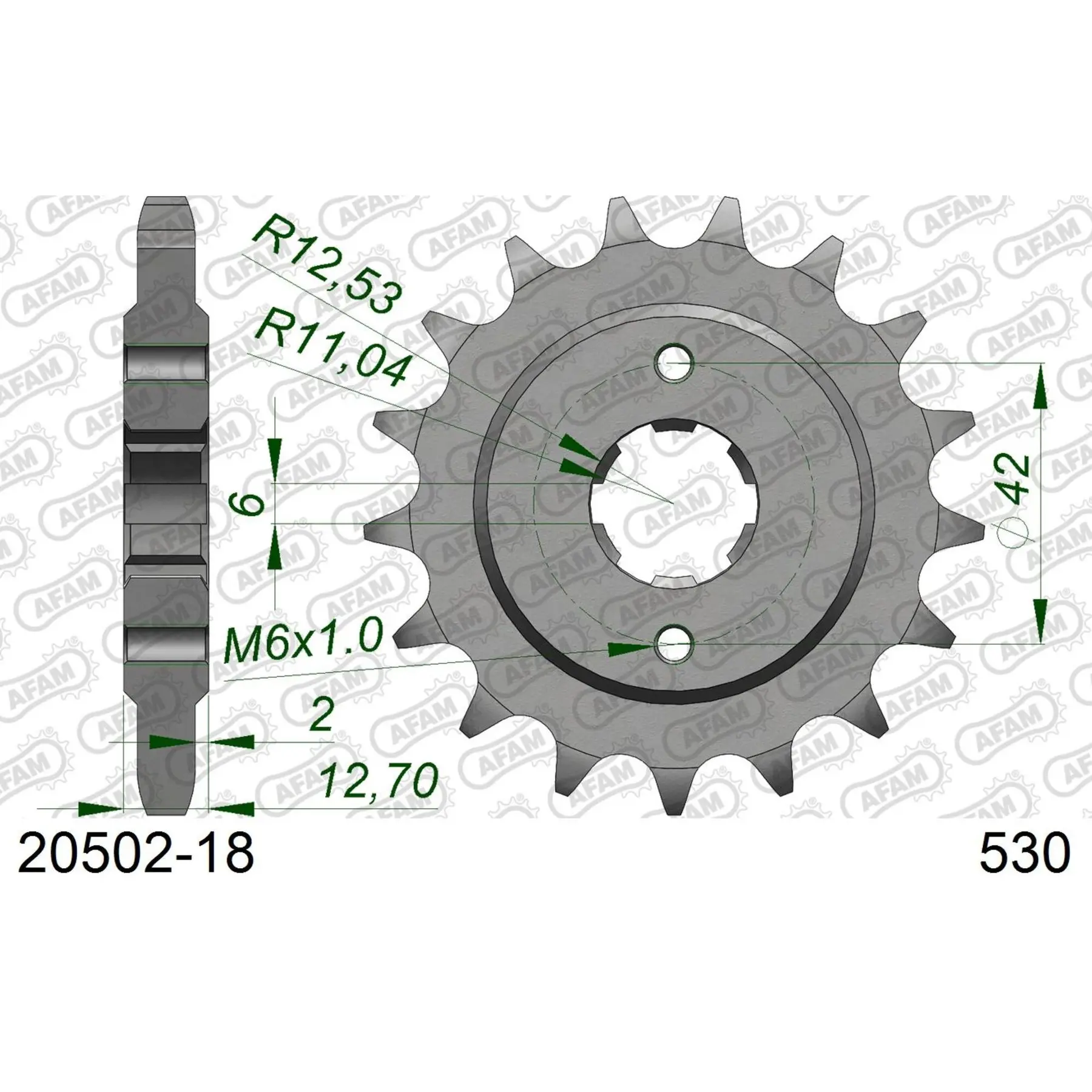Zahnrad Afam 530 18 dents