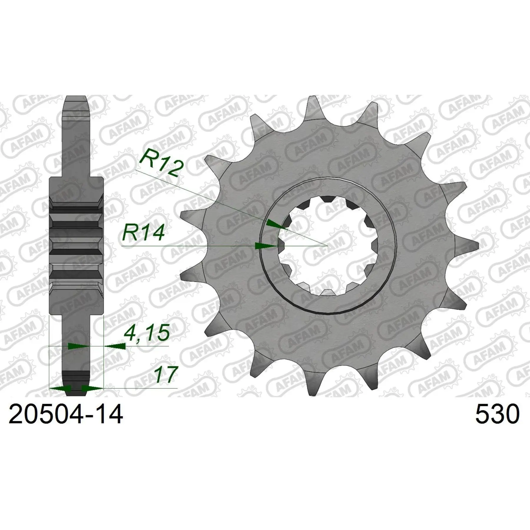 Zahnrad Afam 530 14 dents