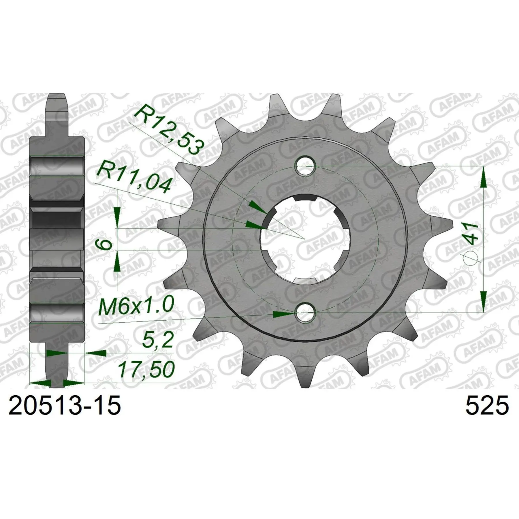 Zahnrad Afam 525 15 dents