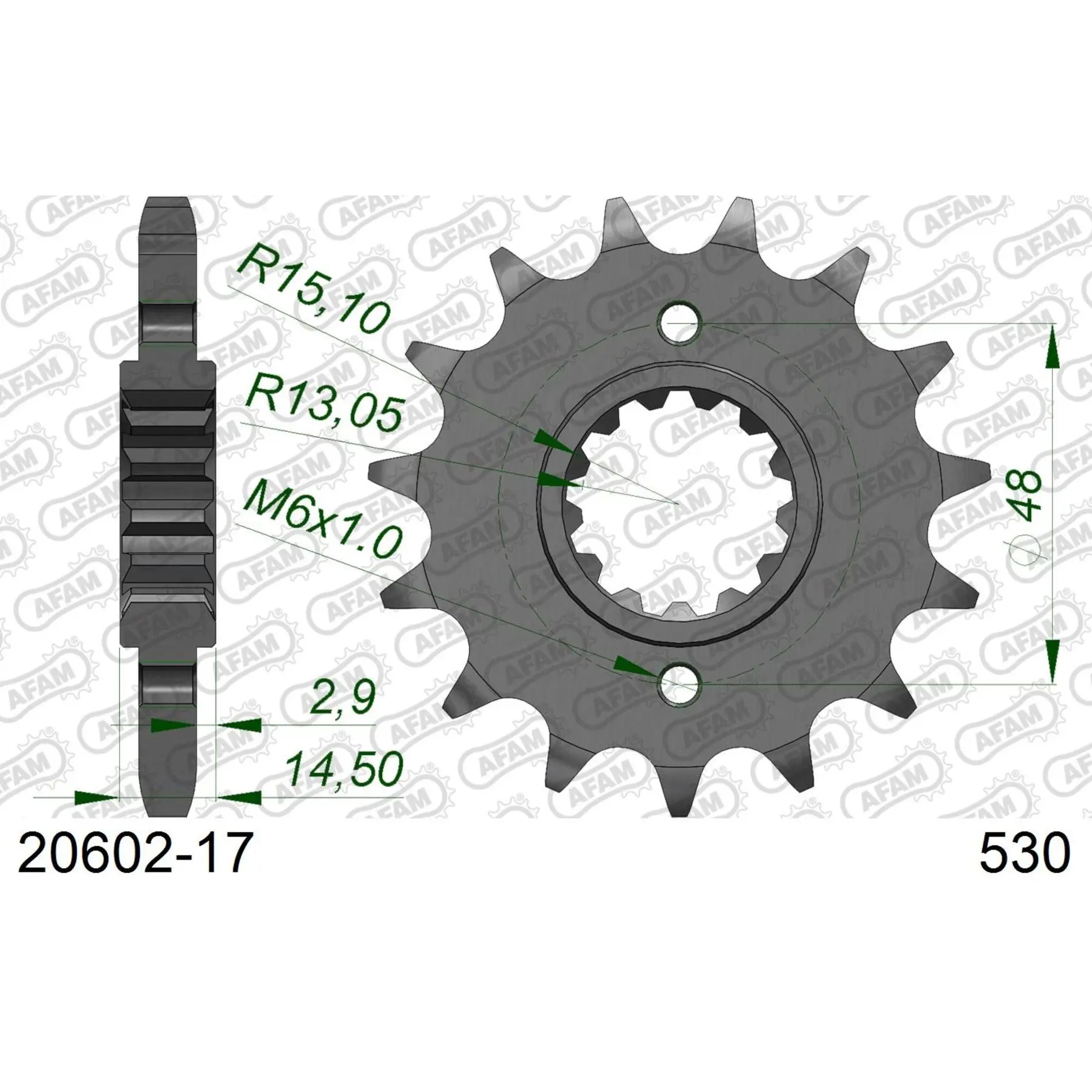 Zahnrad Afam 530 17 dents