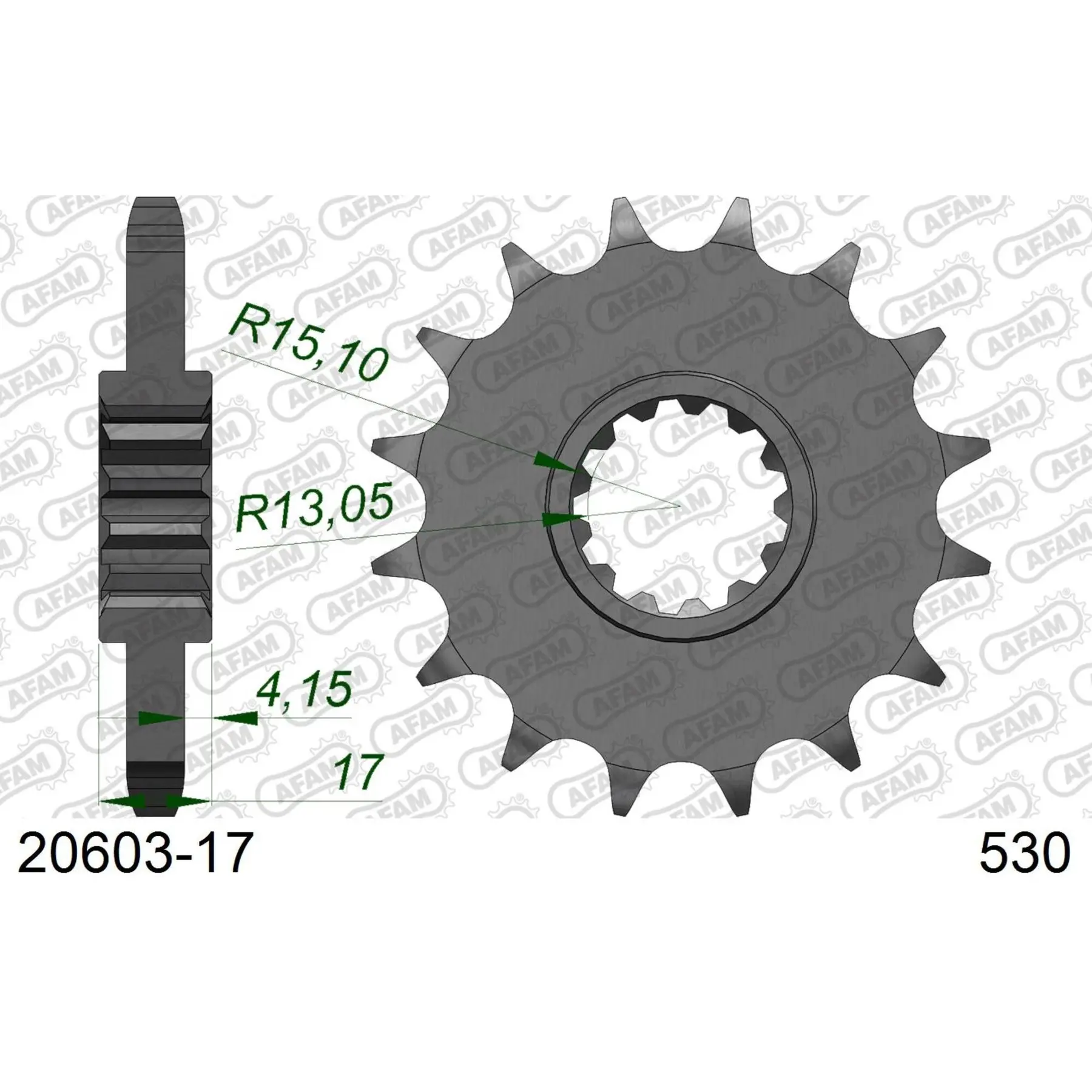 Zahnrad Afam 530 17 dents