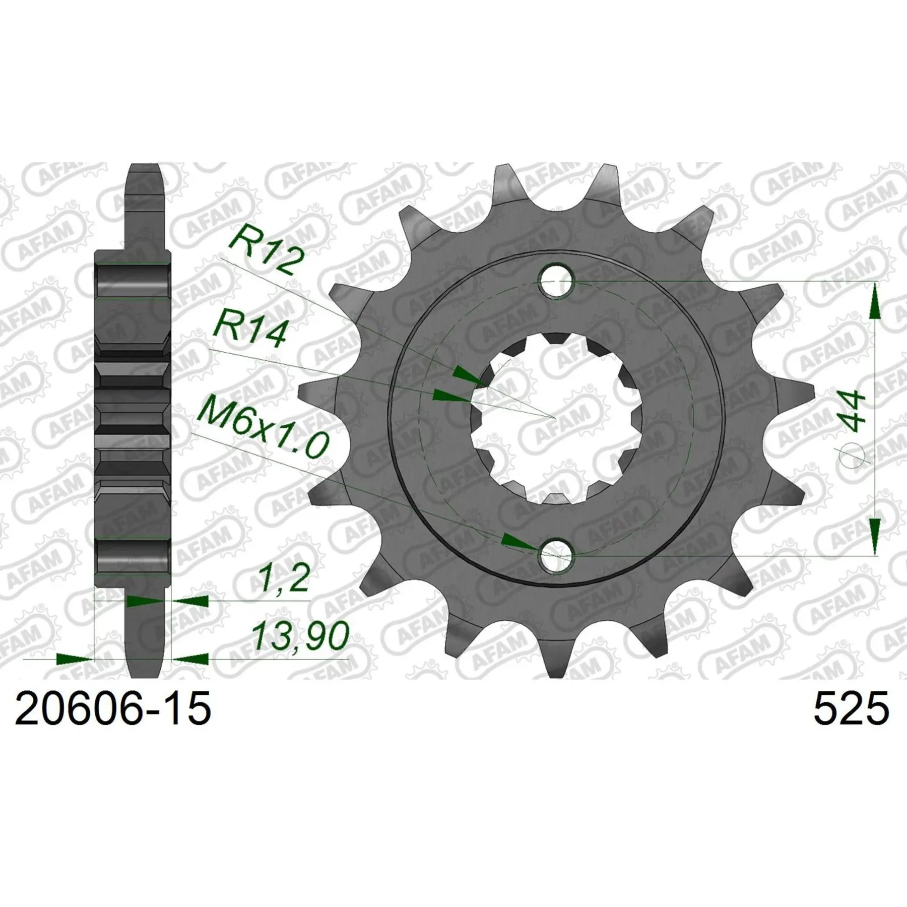 Zahnrad Afam 525 15 dents