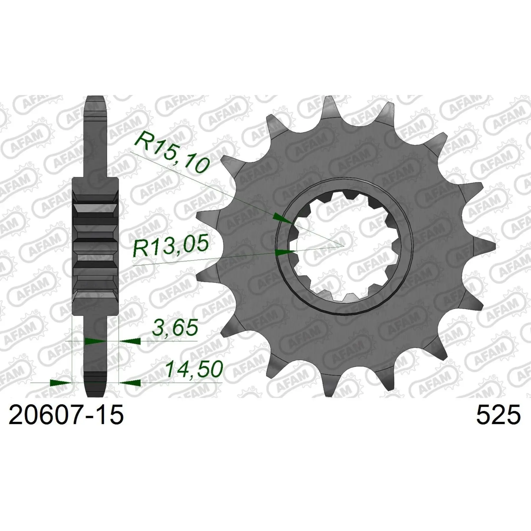 Zahnrad Afam 525 15 dents