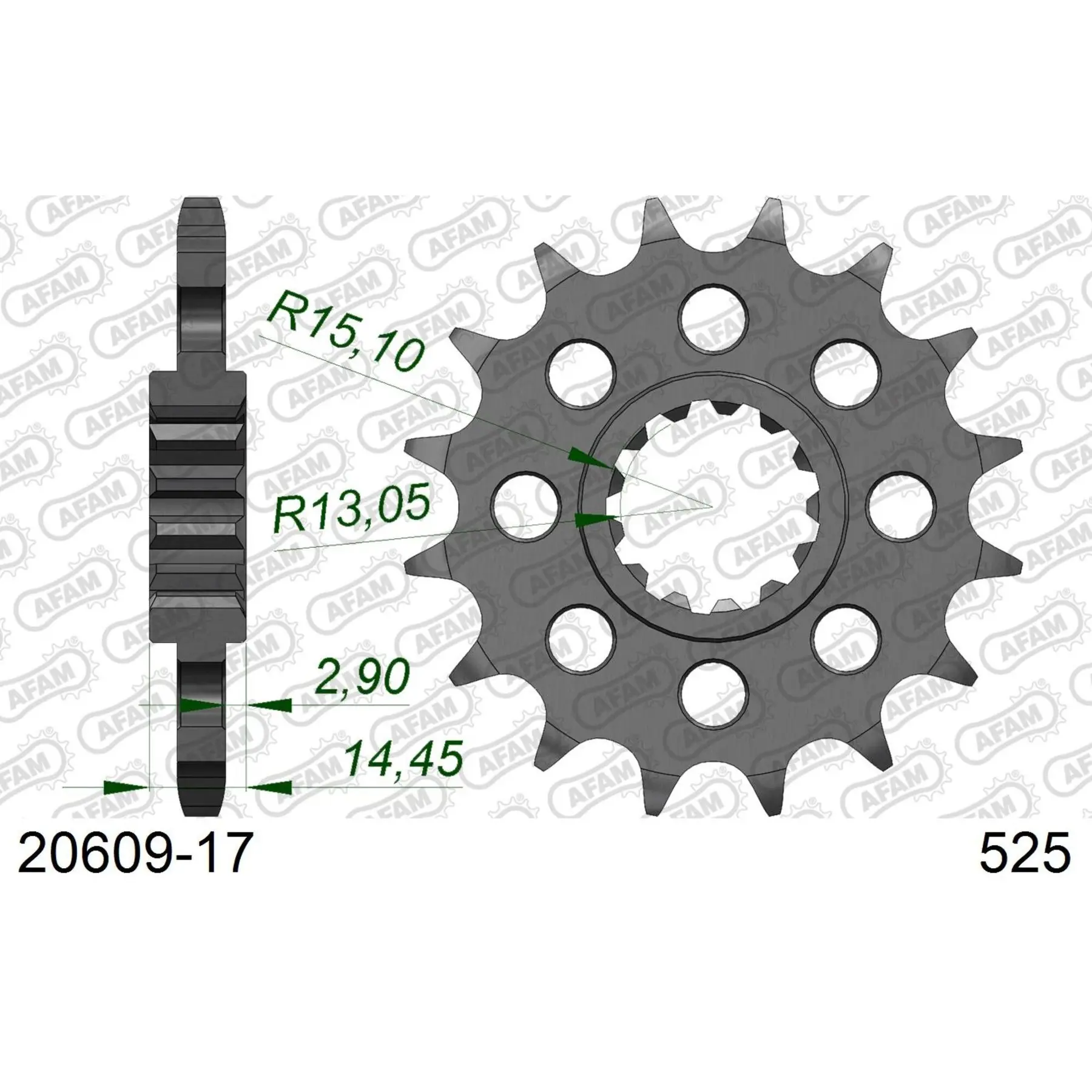 Zahnrad Afam 525 17 dents
