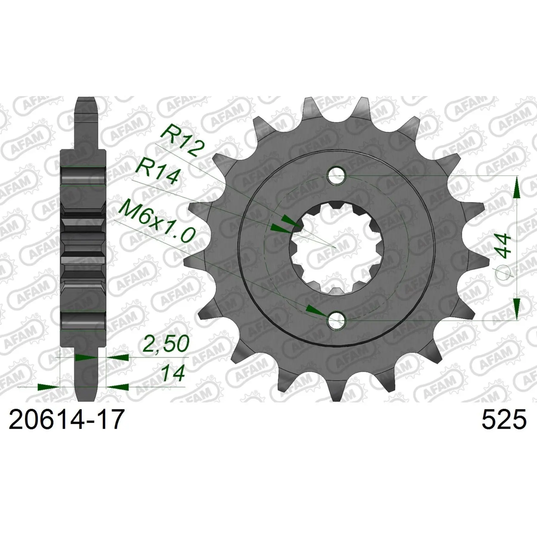 Zahnrad Afam 525 17 dents