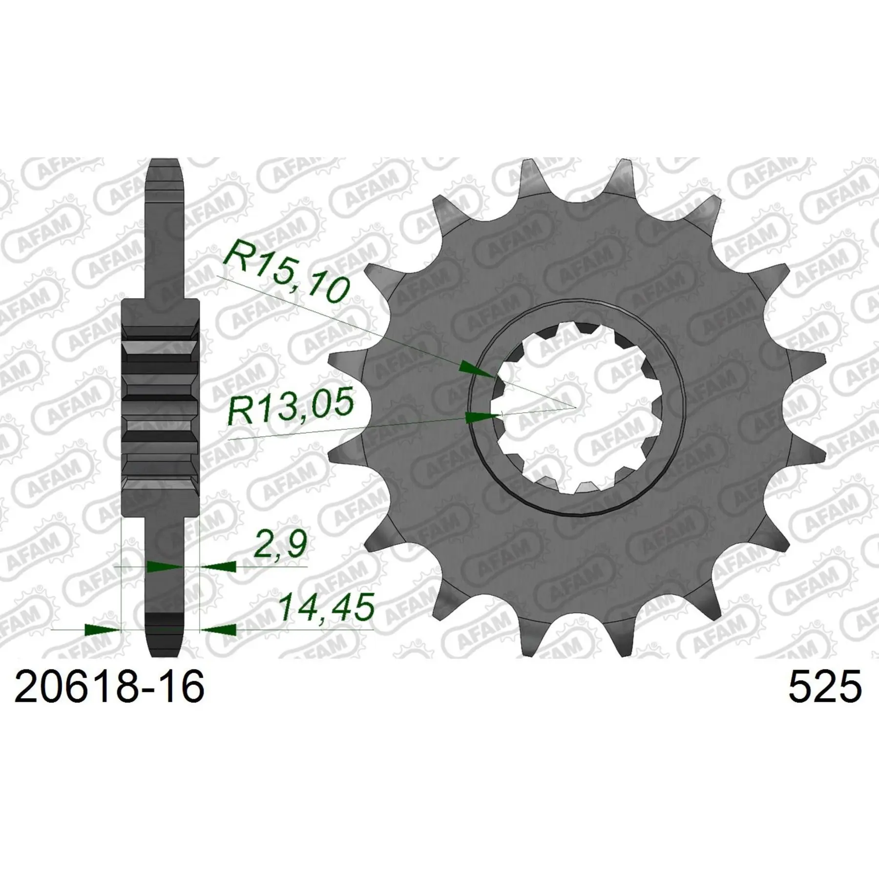 Zahnrad Afam 525 16 dents