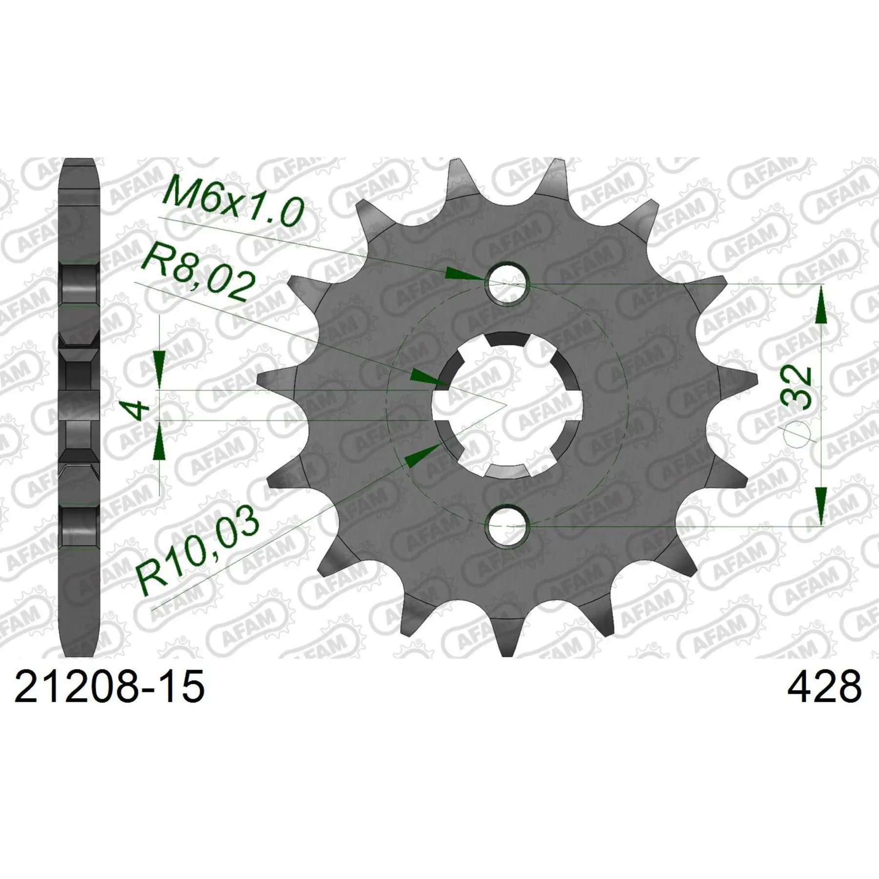 Zahnrad Afam 428 15 dents
