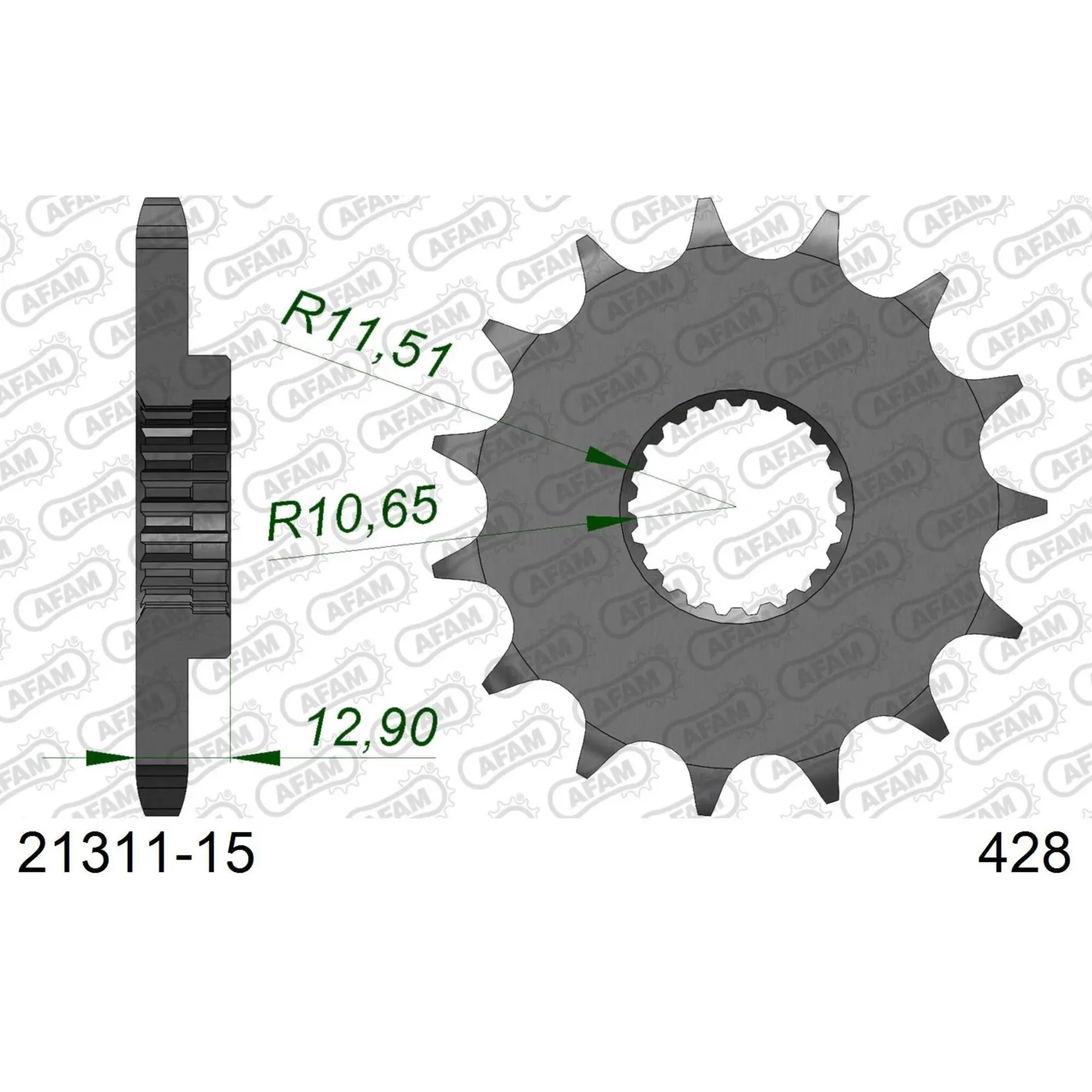 Zahnrad Afam 428 15 dents