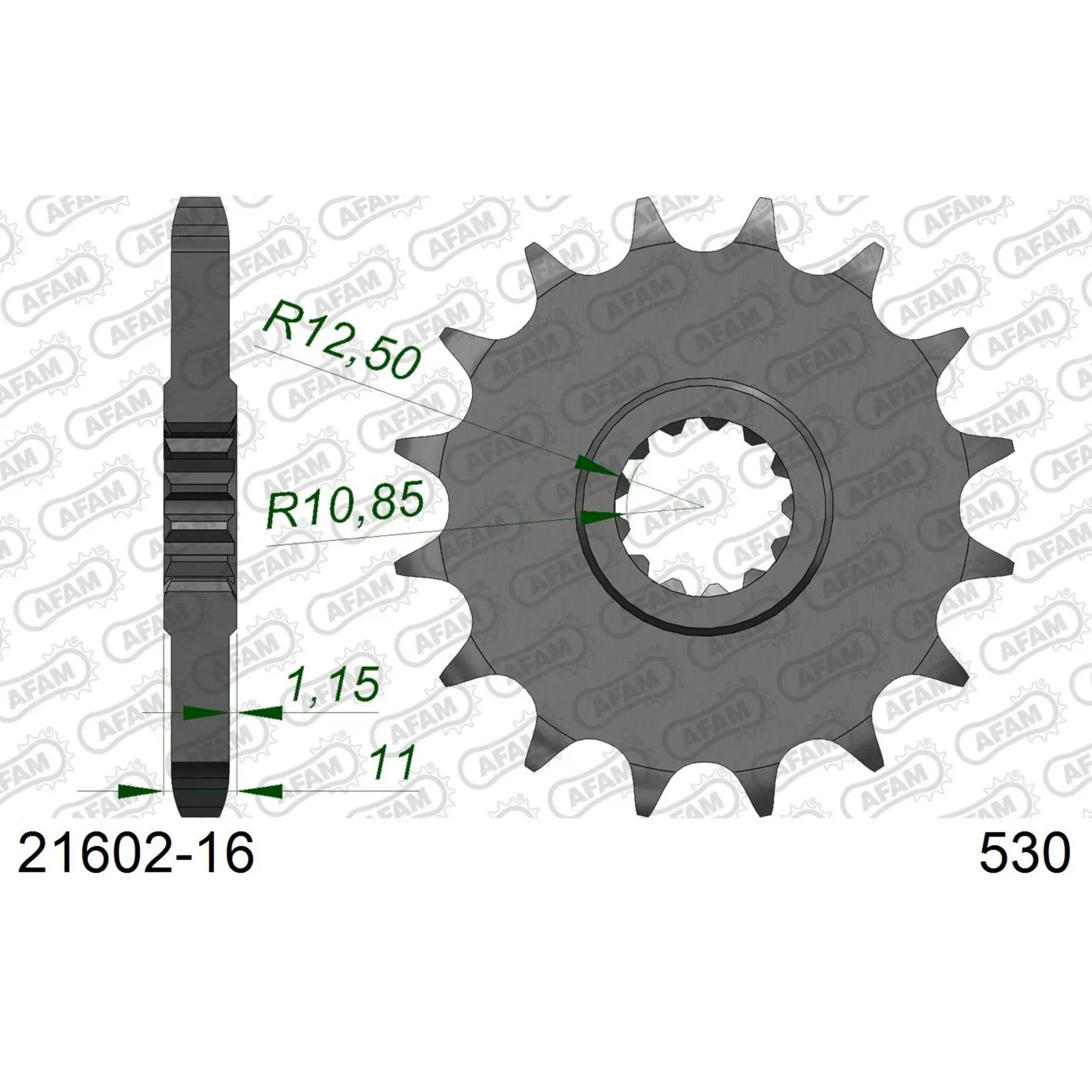 Zahnrad Afam 530 16 dents
