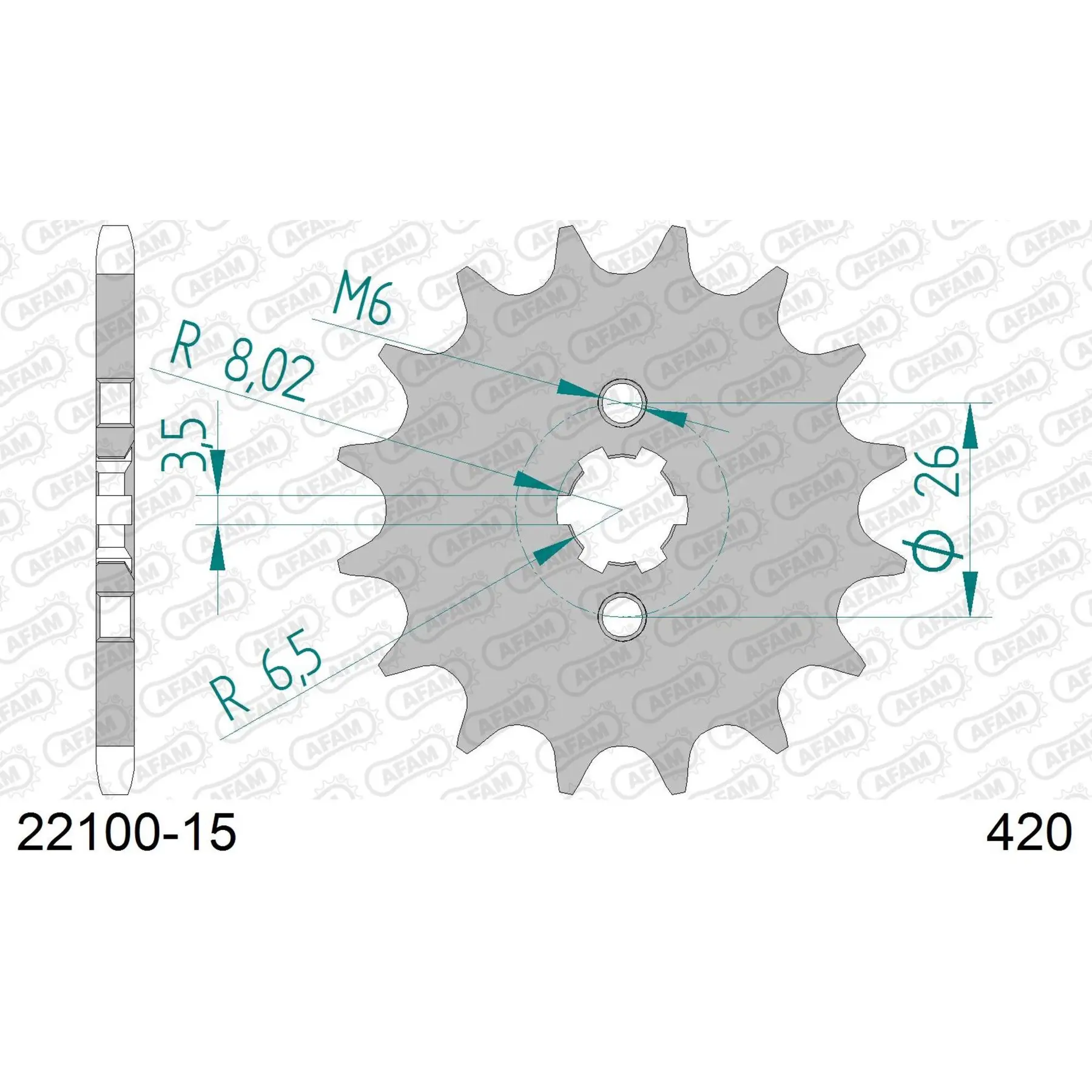 Zahnrad Afam 420 15 dents
