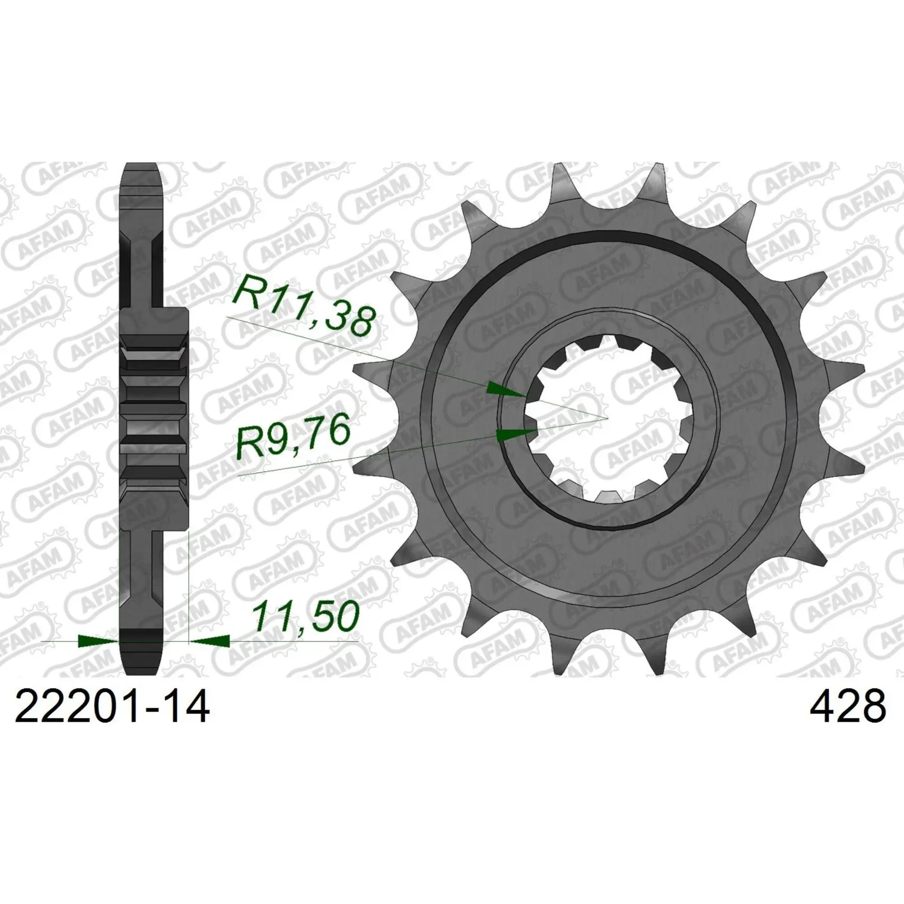 Zahnrad Afam 428 14 dents