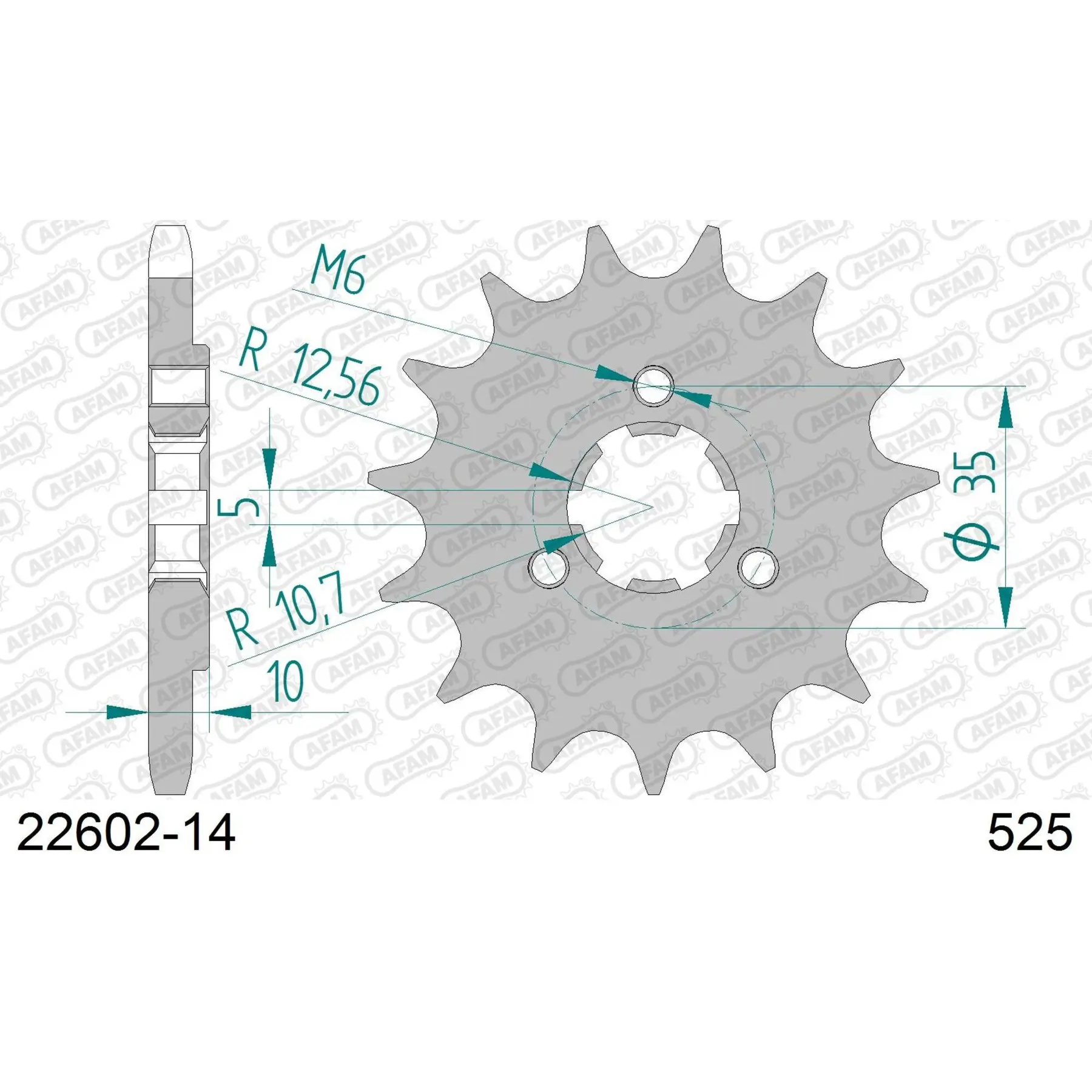 Zahnrad Afam 525 14 dents