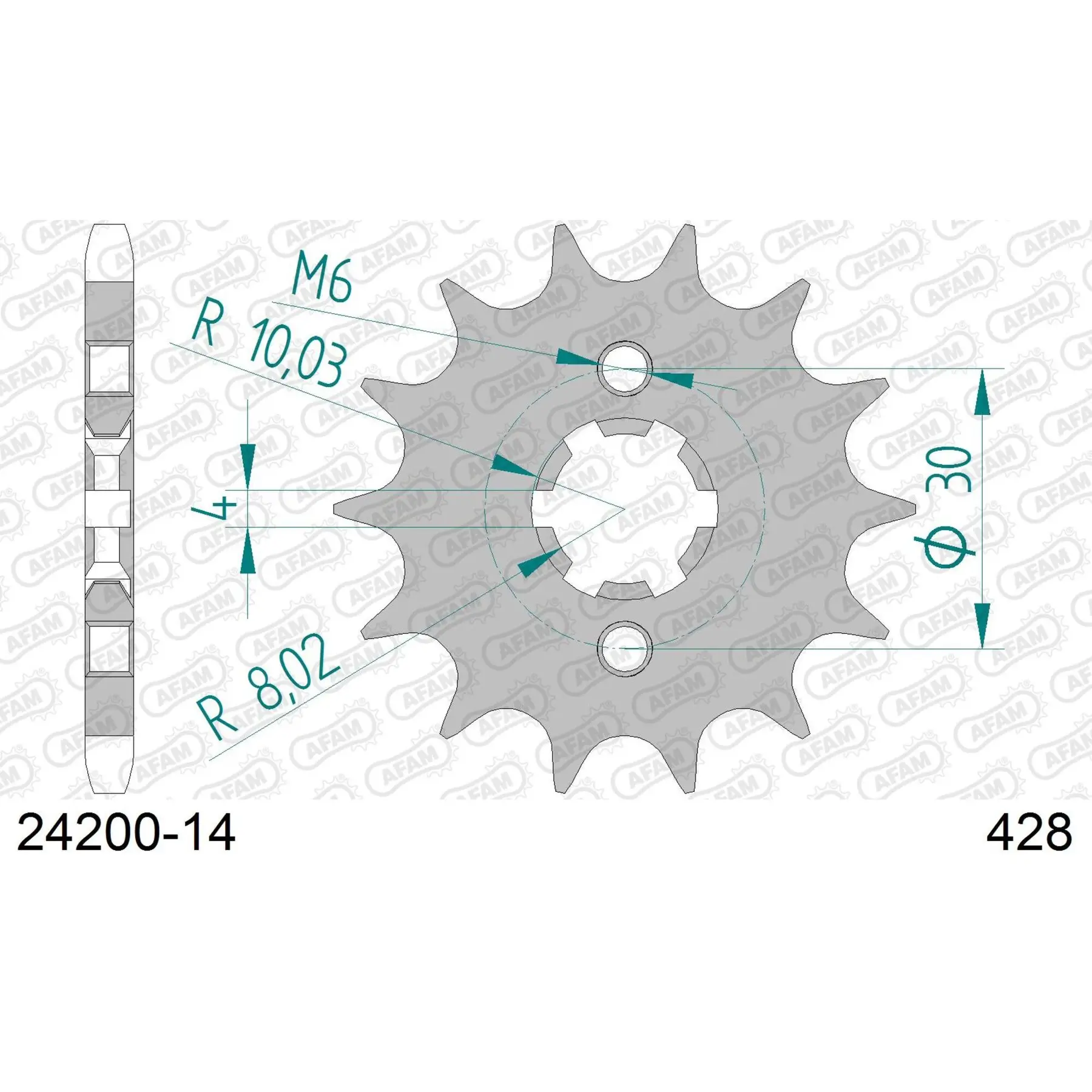 Zahnrad Afam 428 14 dents