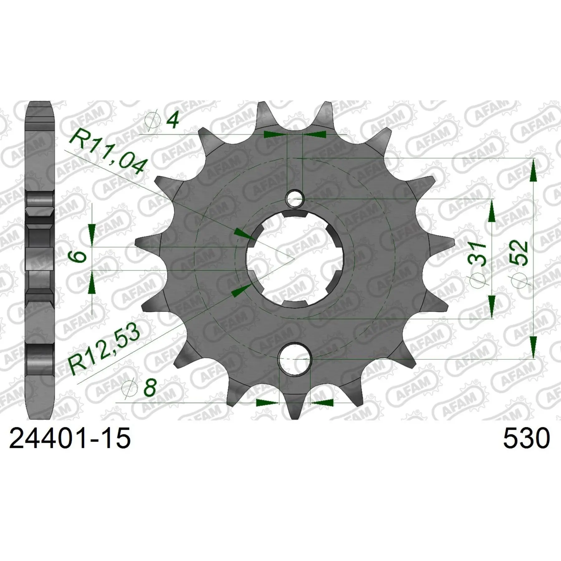Zahnrad Afam 530 15 dents