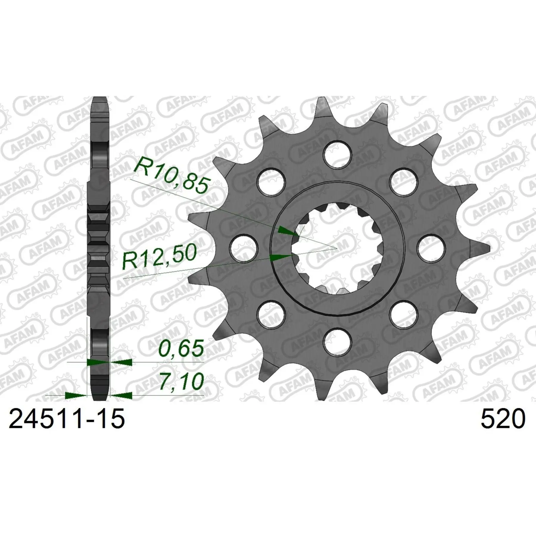 Motorradkettenrad Stahl vorne Afam 520 15 dents