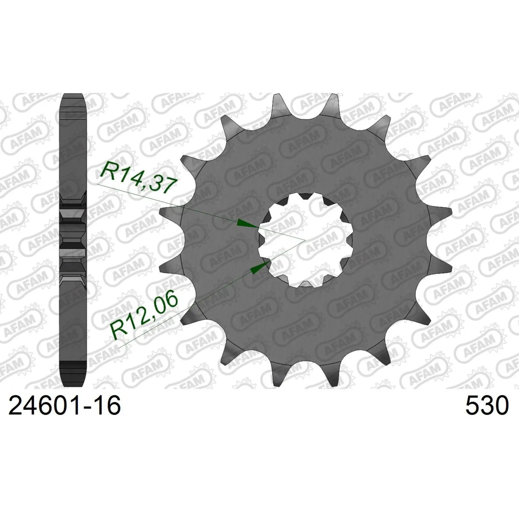 Motorradkettenrad Stahl vorne Afam 530 16 dents