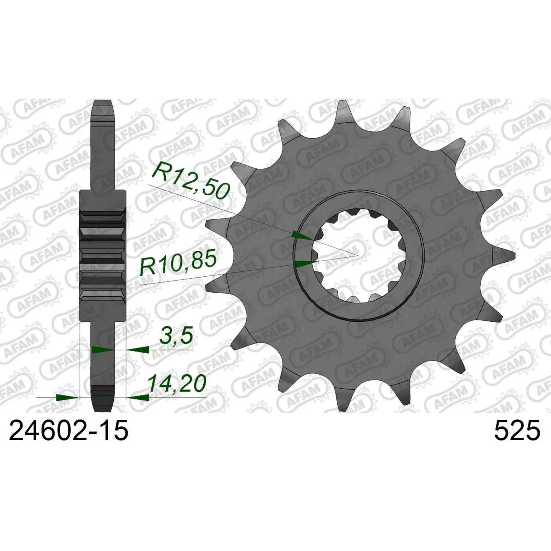 Motorradkettenrad Stahl vorne Afam 525 15 dents