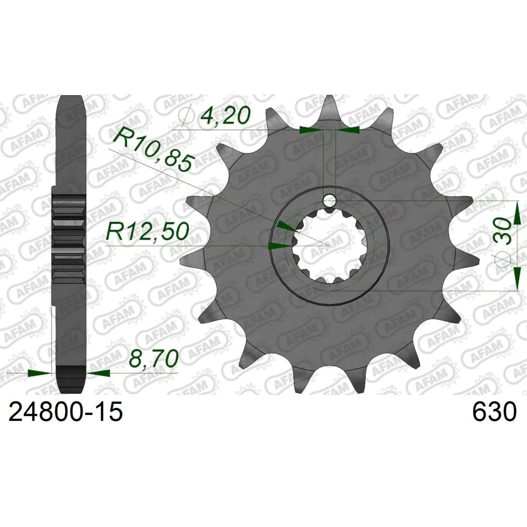 Motorradkettenrad Stahl vorne Afam 630 15 dents