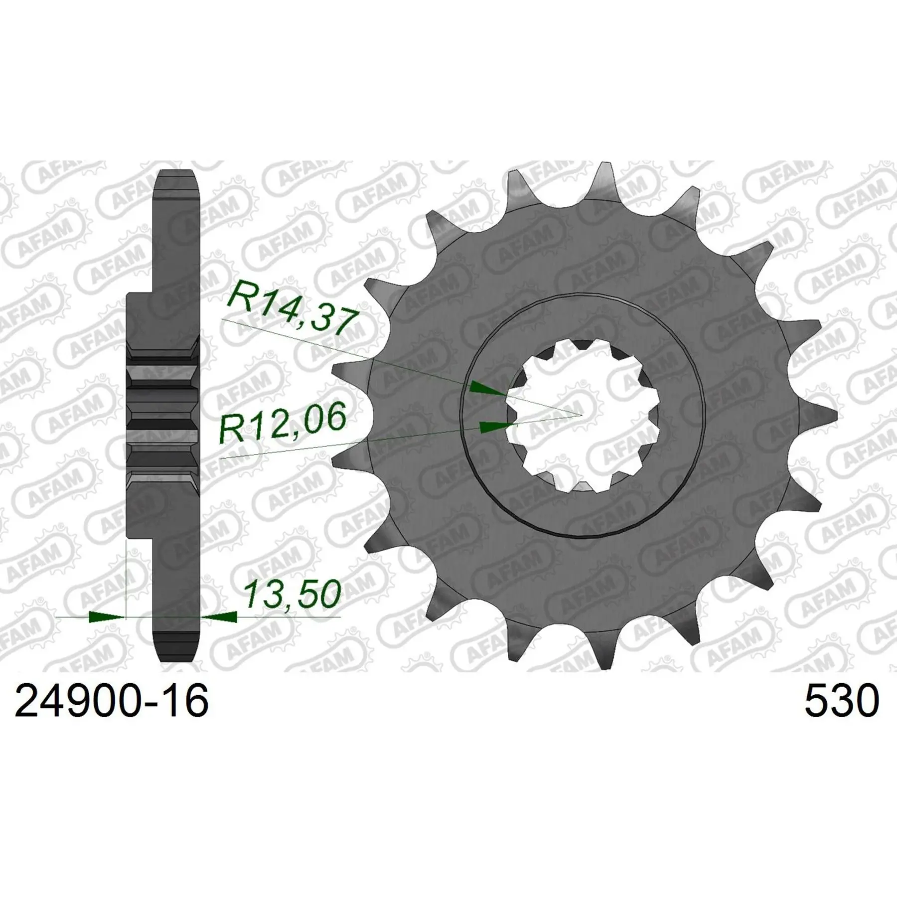 Motorradkettenrad Stahl vorne Afam 530 16 dents