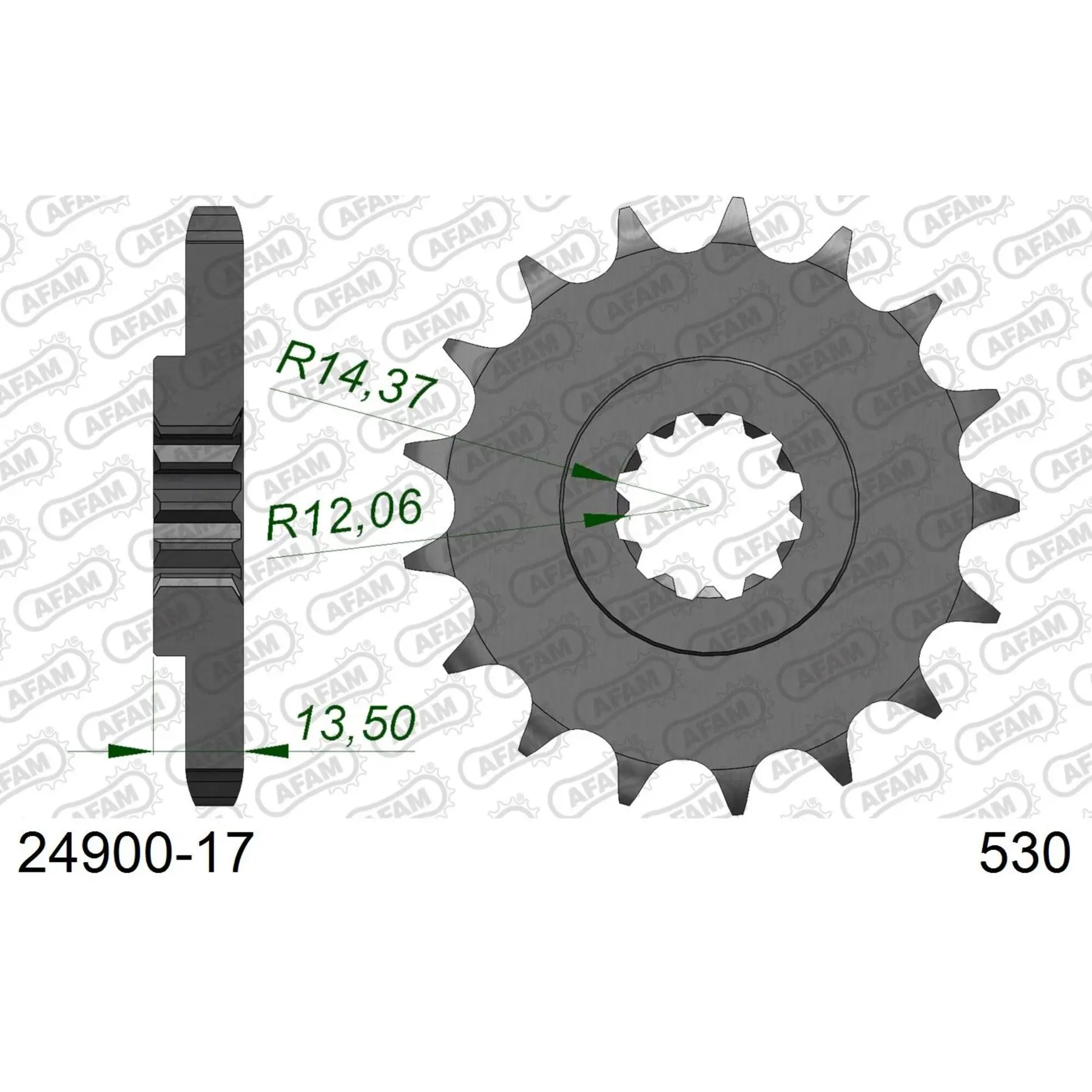 Motorradkettenrad Stahl vorne Afam 530 17 dents