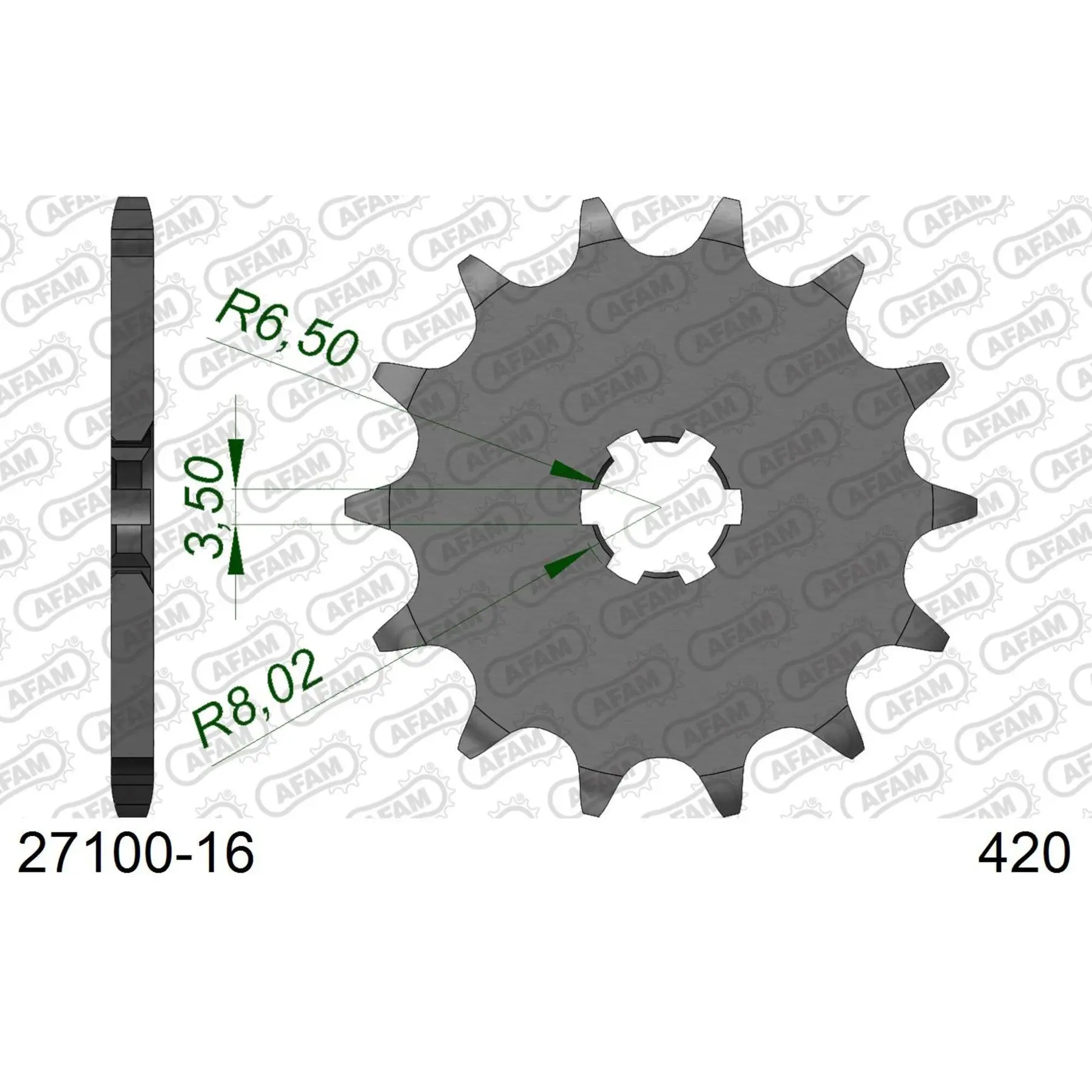 Motorradkettenrad Stahl vorne Afam 420 16 dents