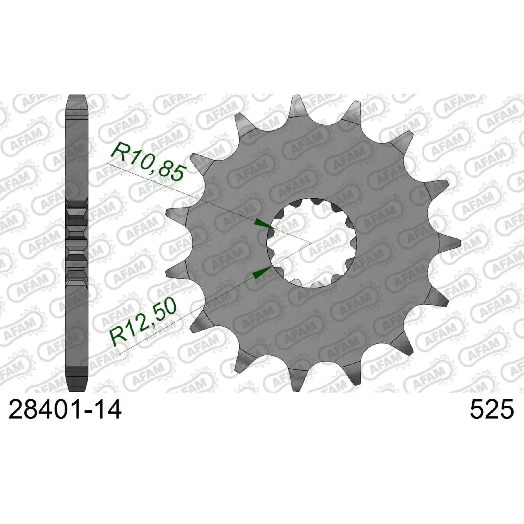 Motorradkettenrad Stahl vorne Afam 525 14 dents