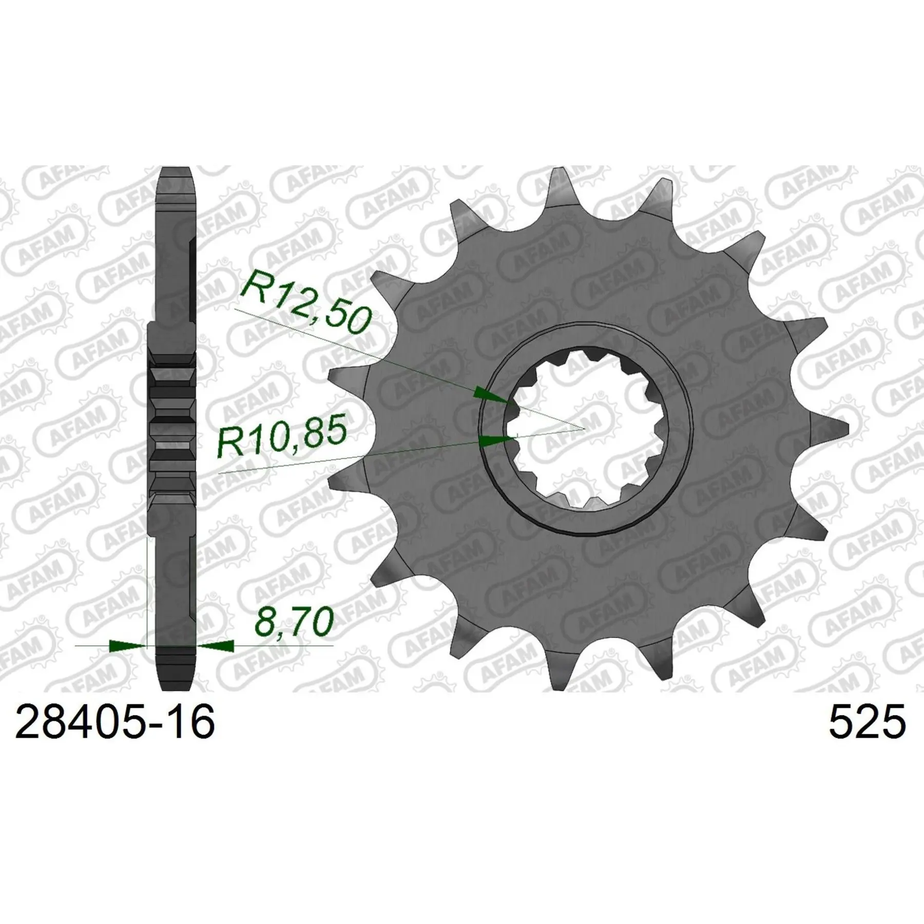 Motorradkettenrad Stahl vorne Afam 525 16 dents