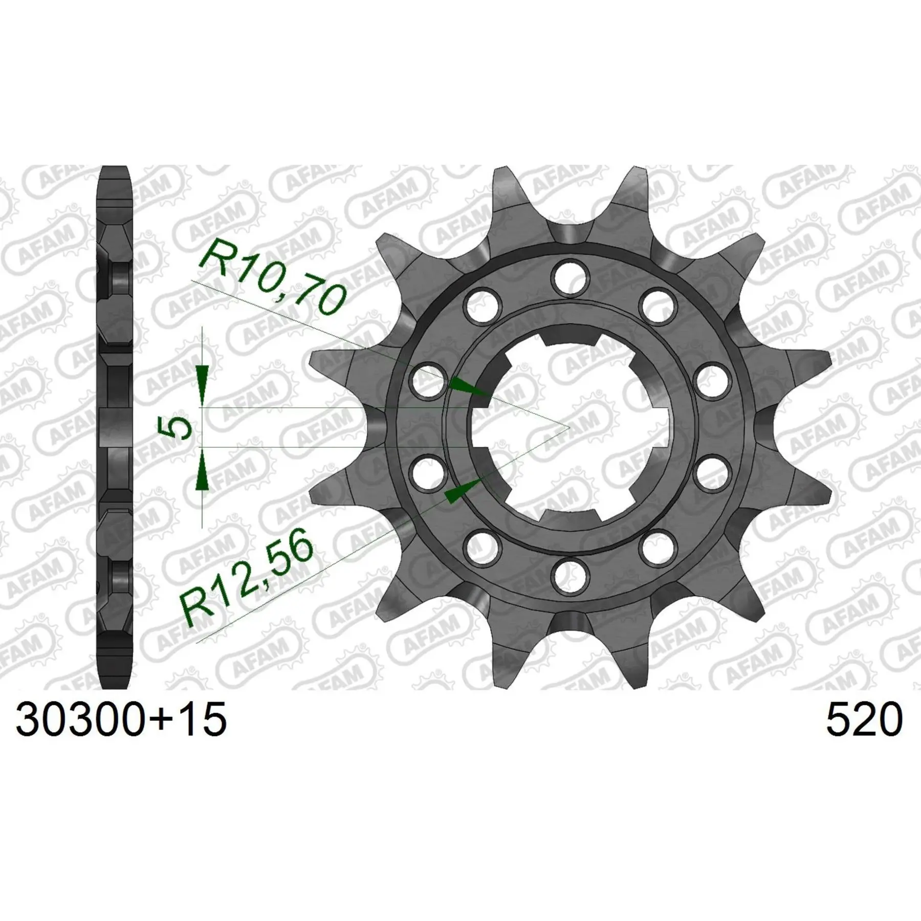 Motorradkettenrad Stahl vorne Afam 520 15 dents