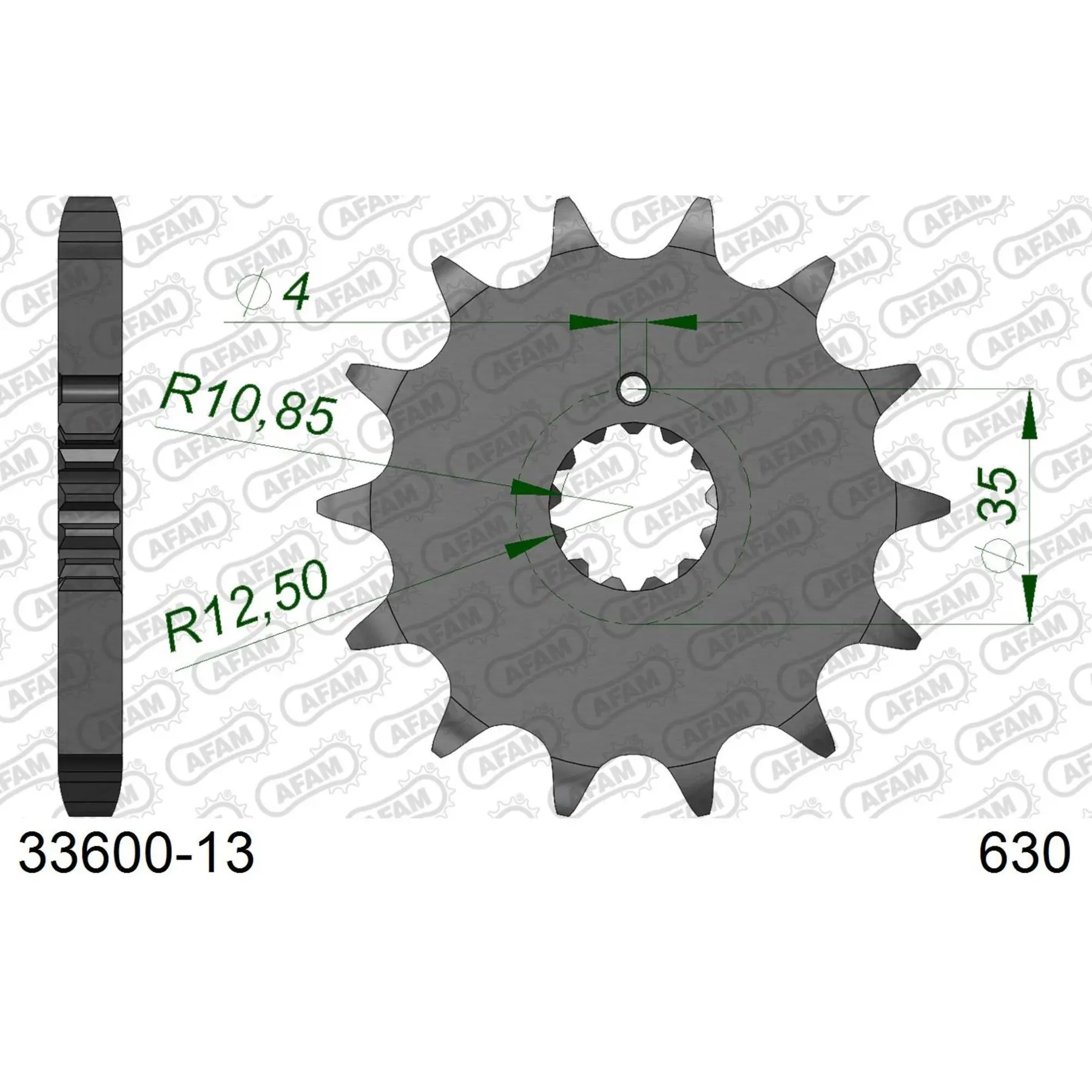 Motorradkettenrad Stahl vorne Afam 630 13 dents