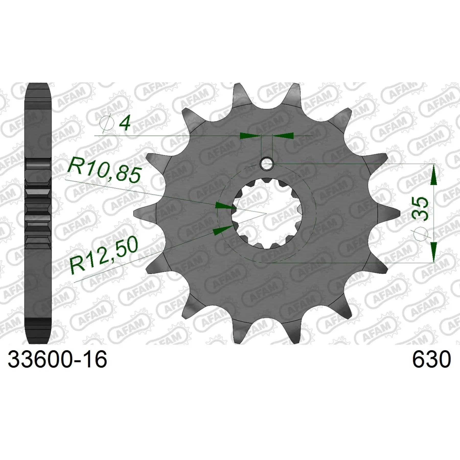 Motorradkettenrad Stahl vorne Afam 630 16 dents