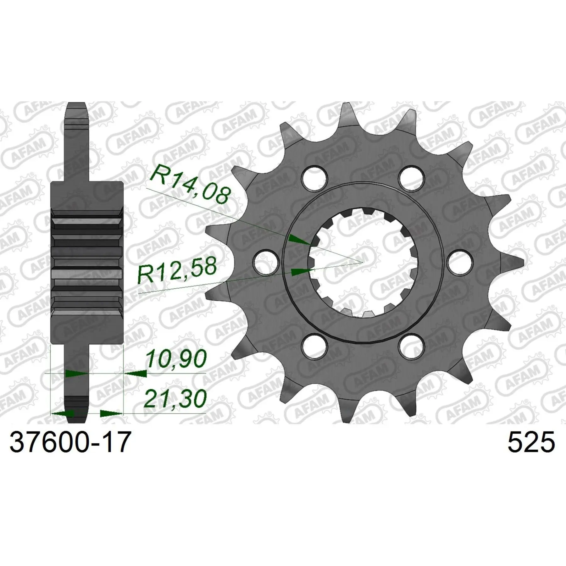 Motorradkettenrad Stahl vorne Afam 525 17 dents