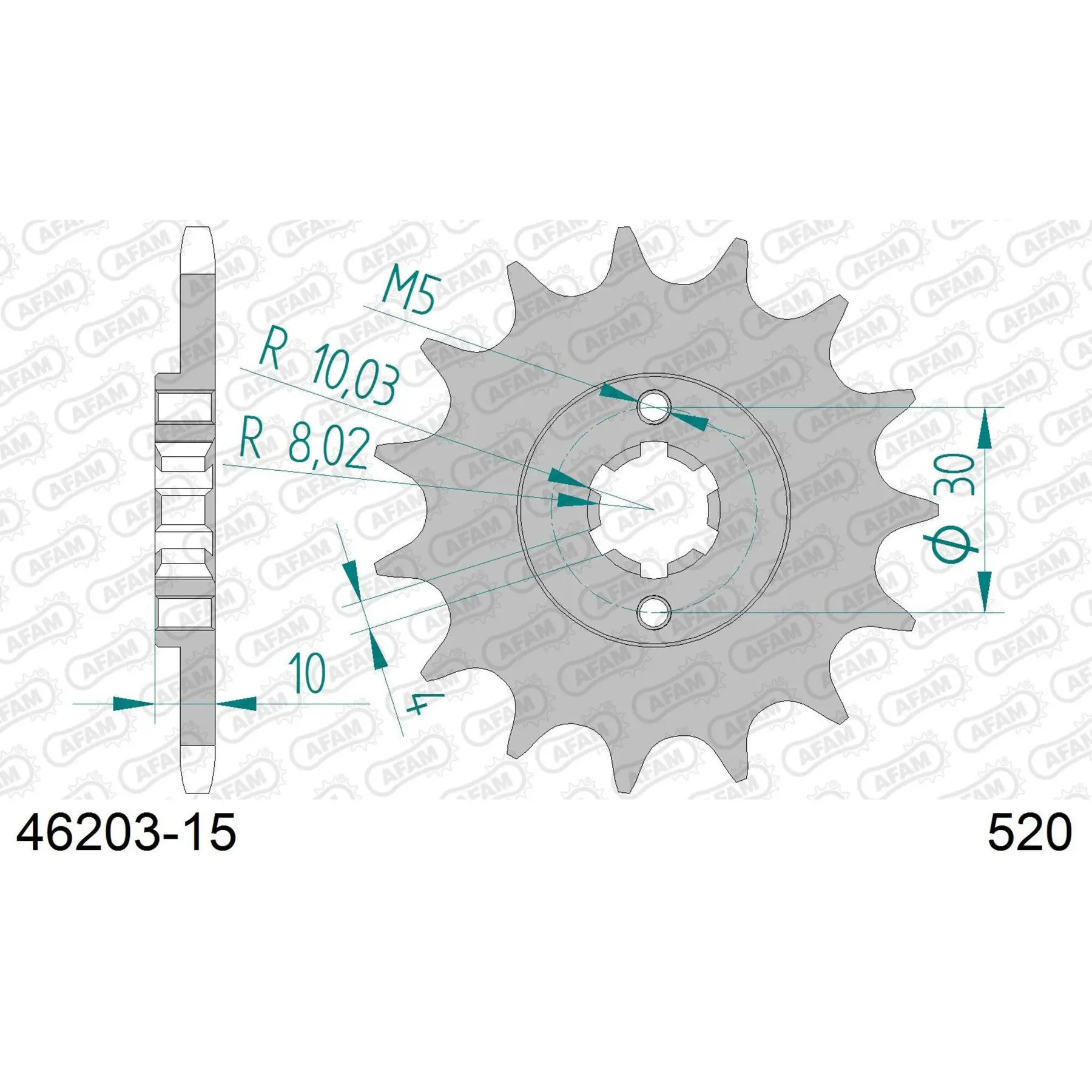 Motorradkettenrad Stahl vorne Afam 520 15 dents