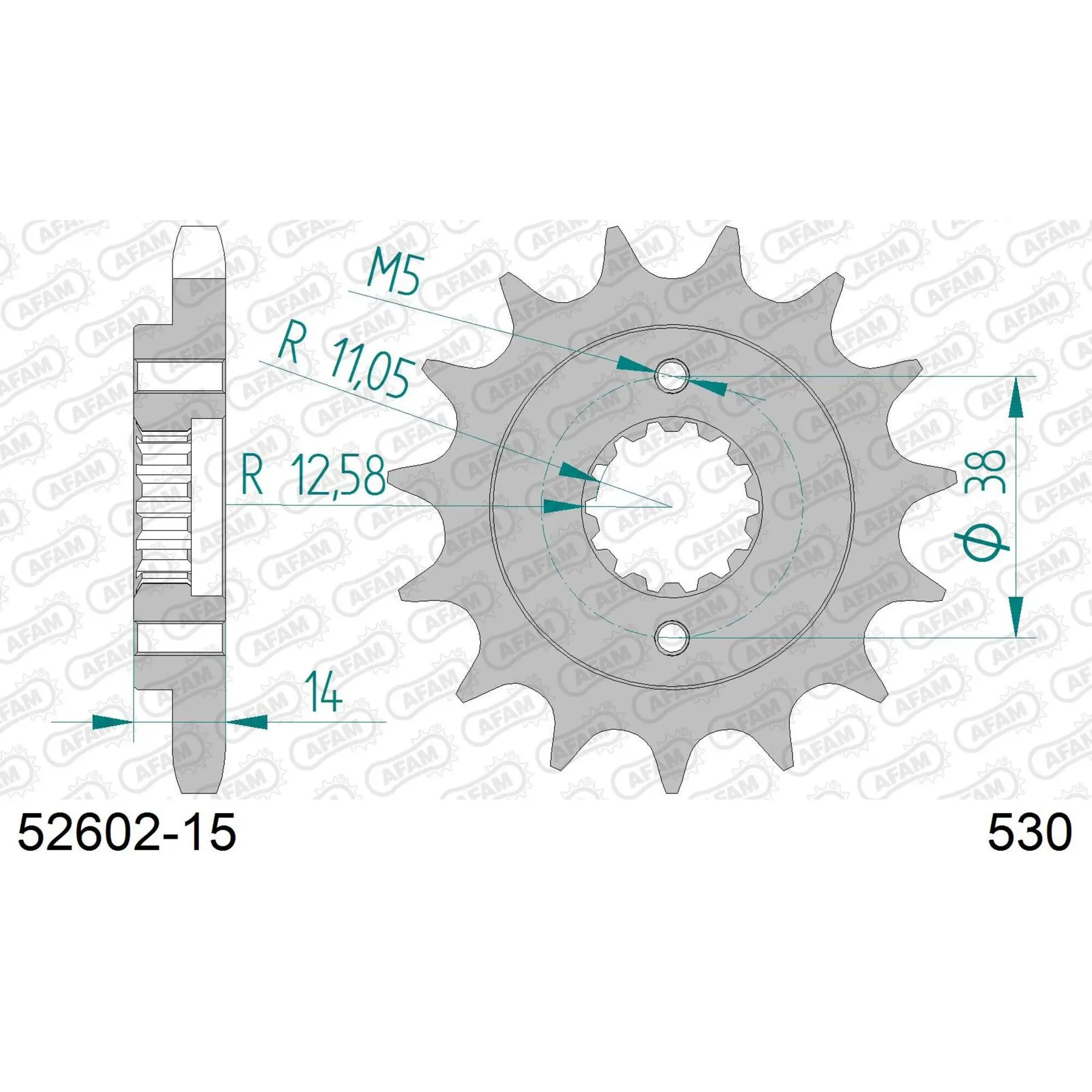 Motorradkettenrad Stahl vorne Afam 530 15 dents