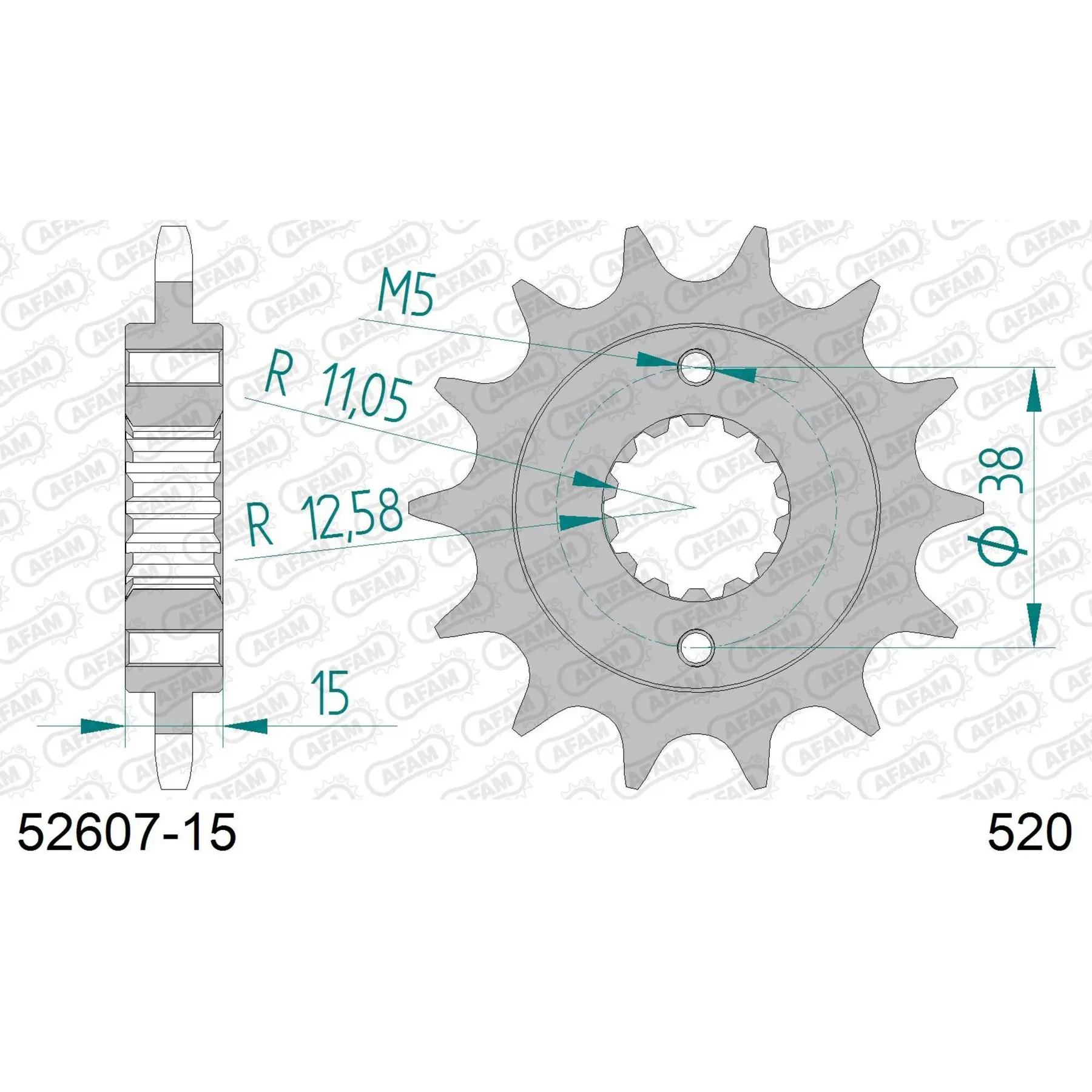 Motorradkettenrad Stahl vorne Afam 520 15 dents