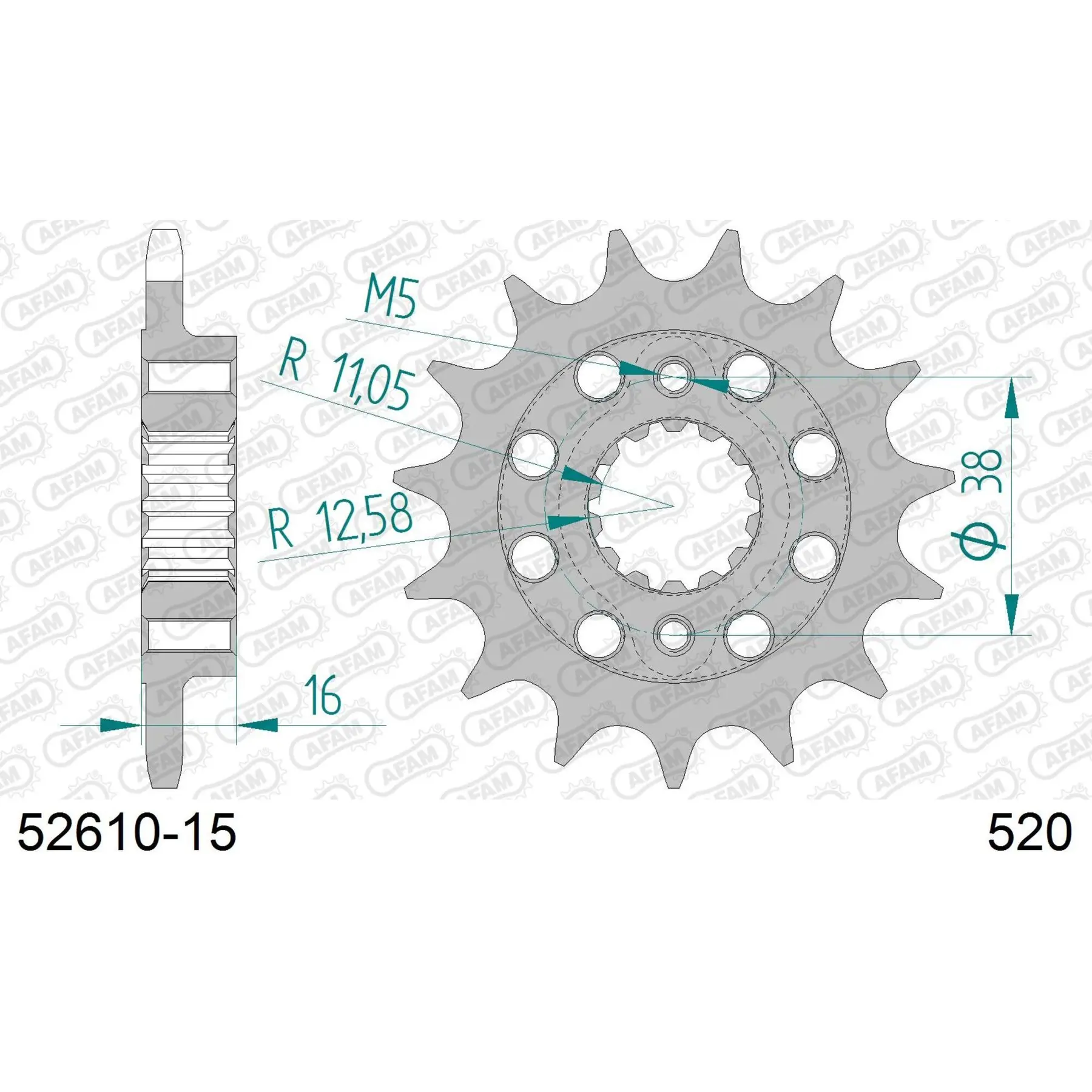 Motorradkettenrad Stahl vorne Afam 520 15 dents