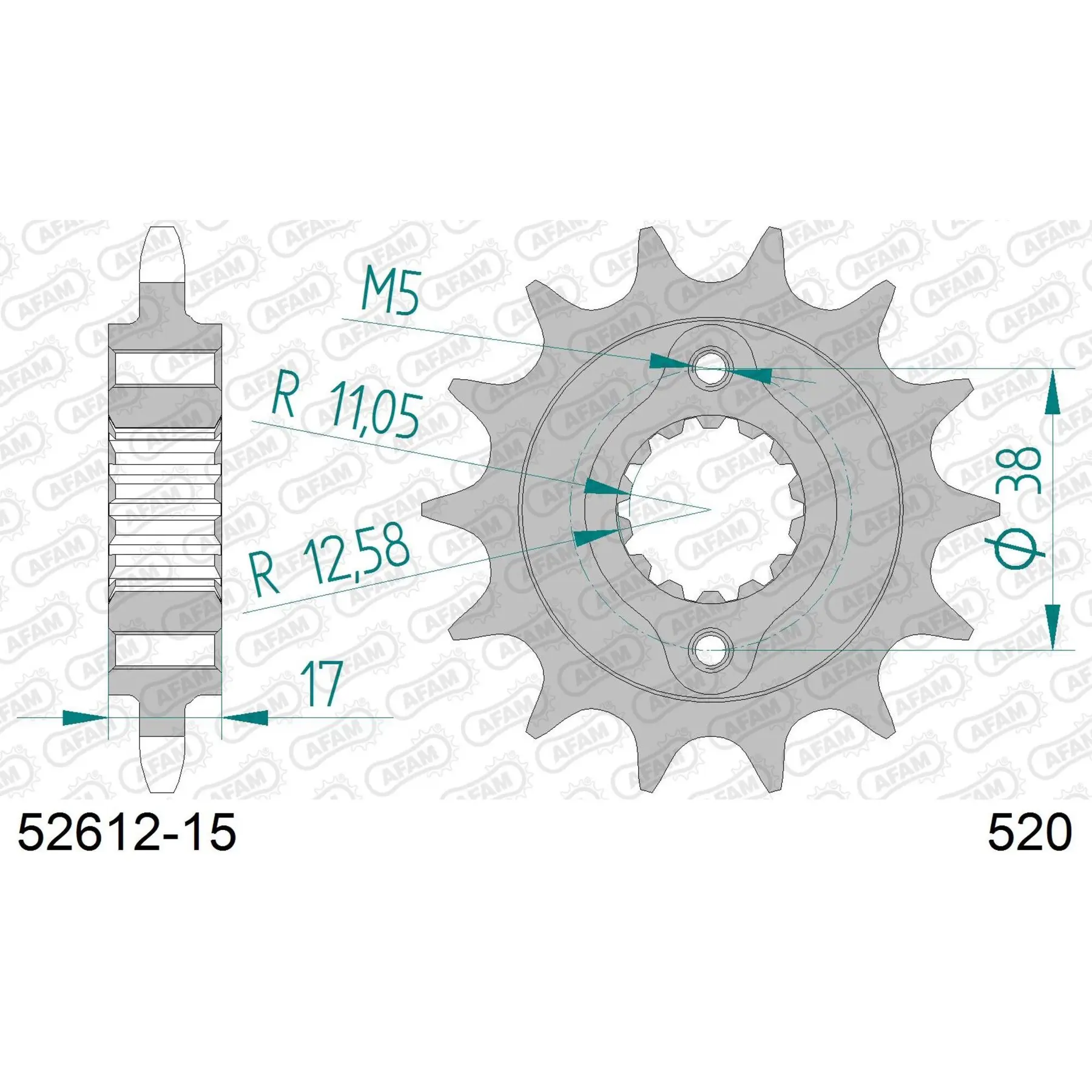 Motorradkettenrad Stahl vorne Afam 520 15 dents