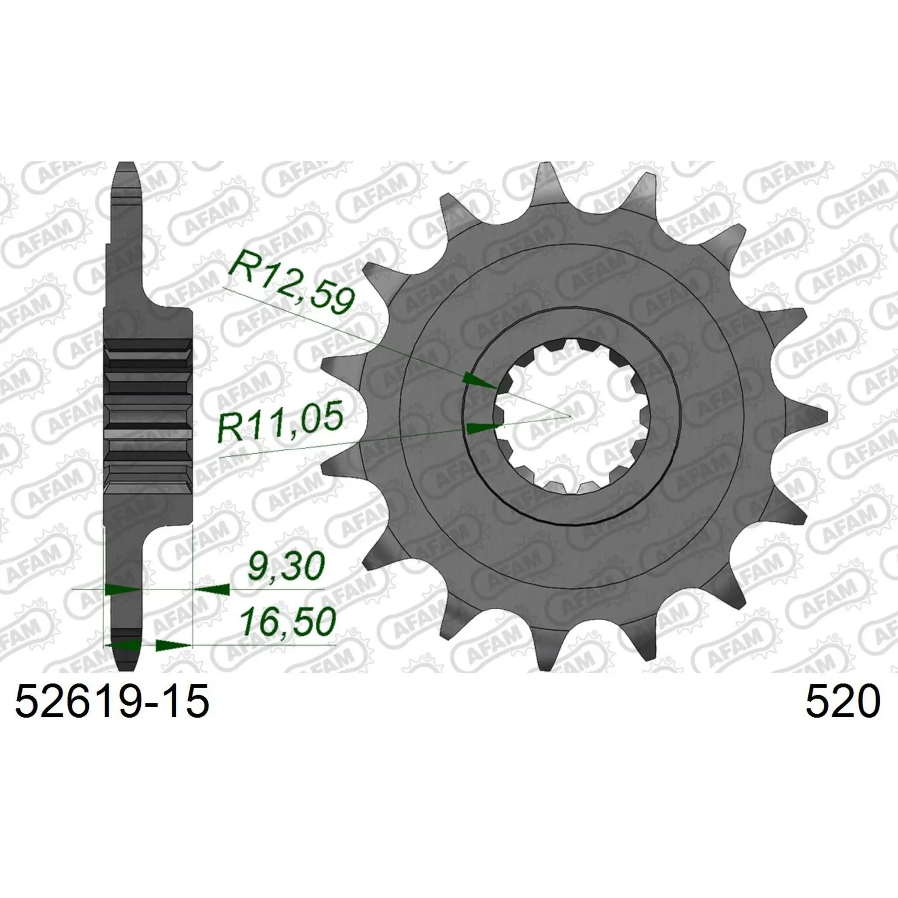 Motorradkettenrad Stahl vorne Afam 520 15 dents