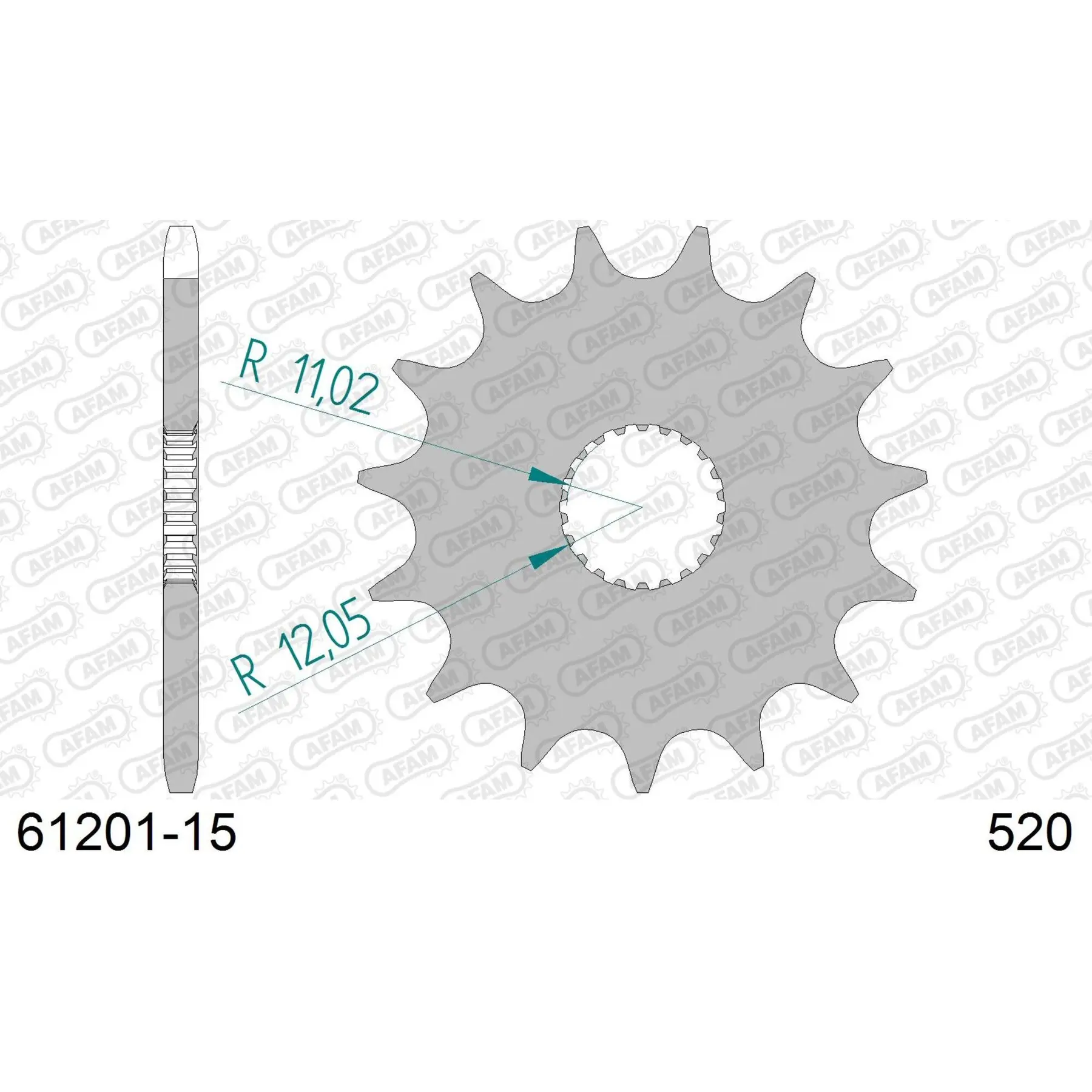 Motorradkettenrad Stahl vorne Afam 520 15 dents