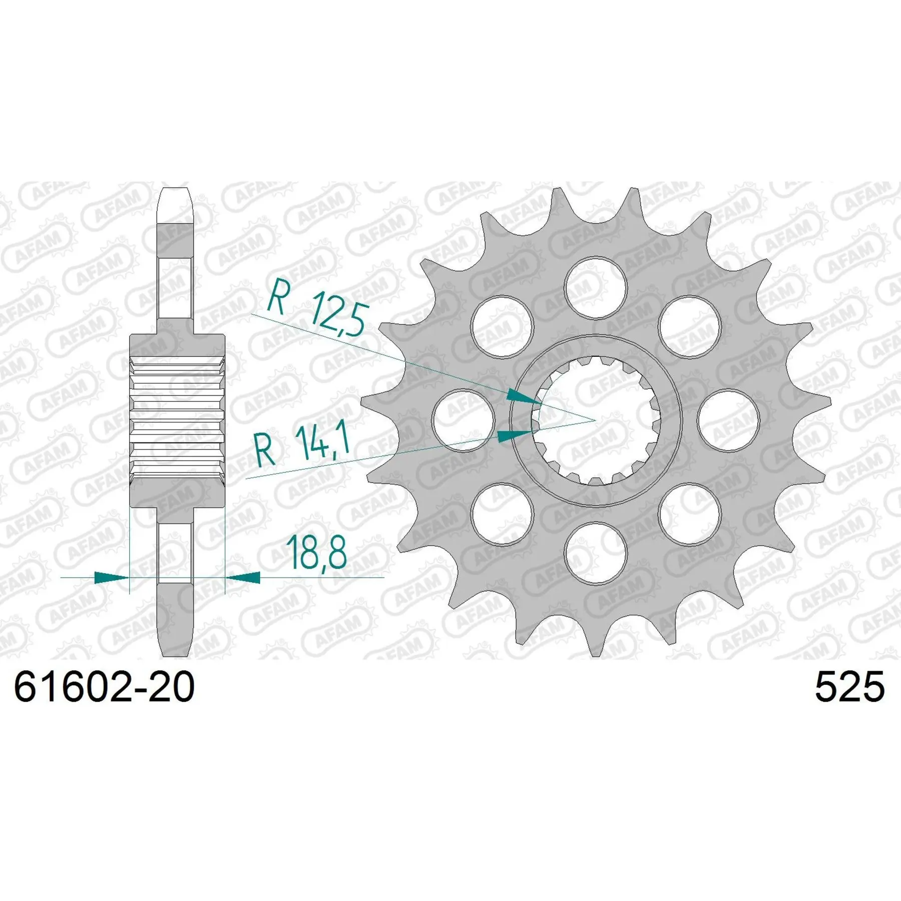 Motorradkettenrad Stahl vorne Afam 525 20 dents